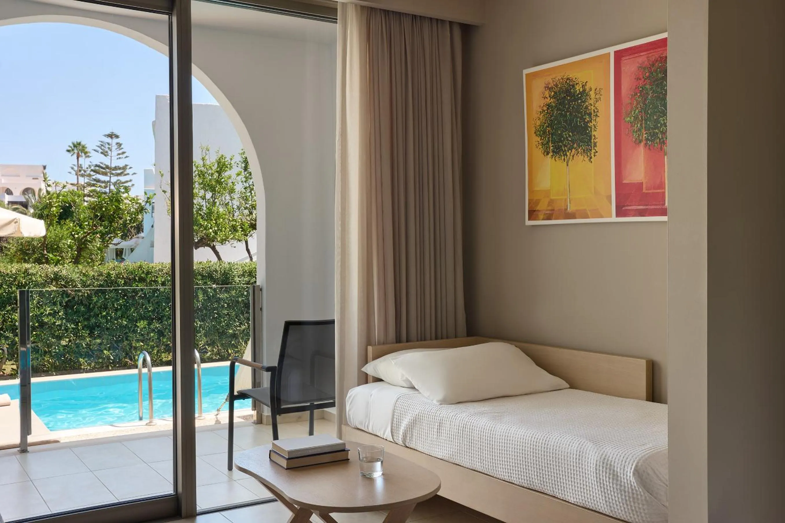 Patio, Bed in Atlantica Akti Zeus Hotel