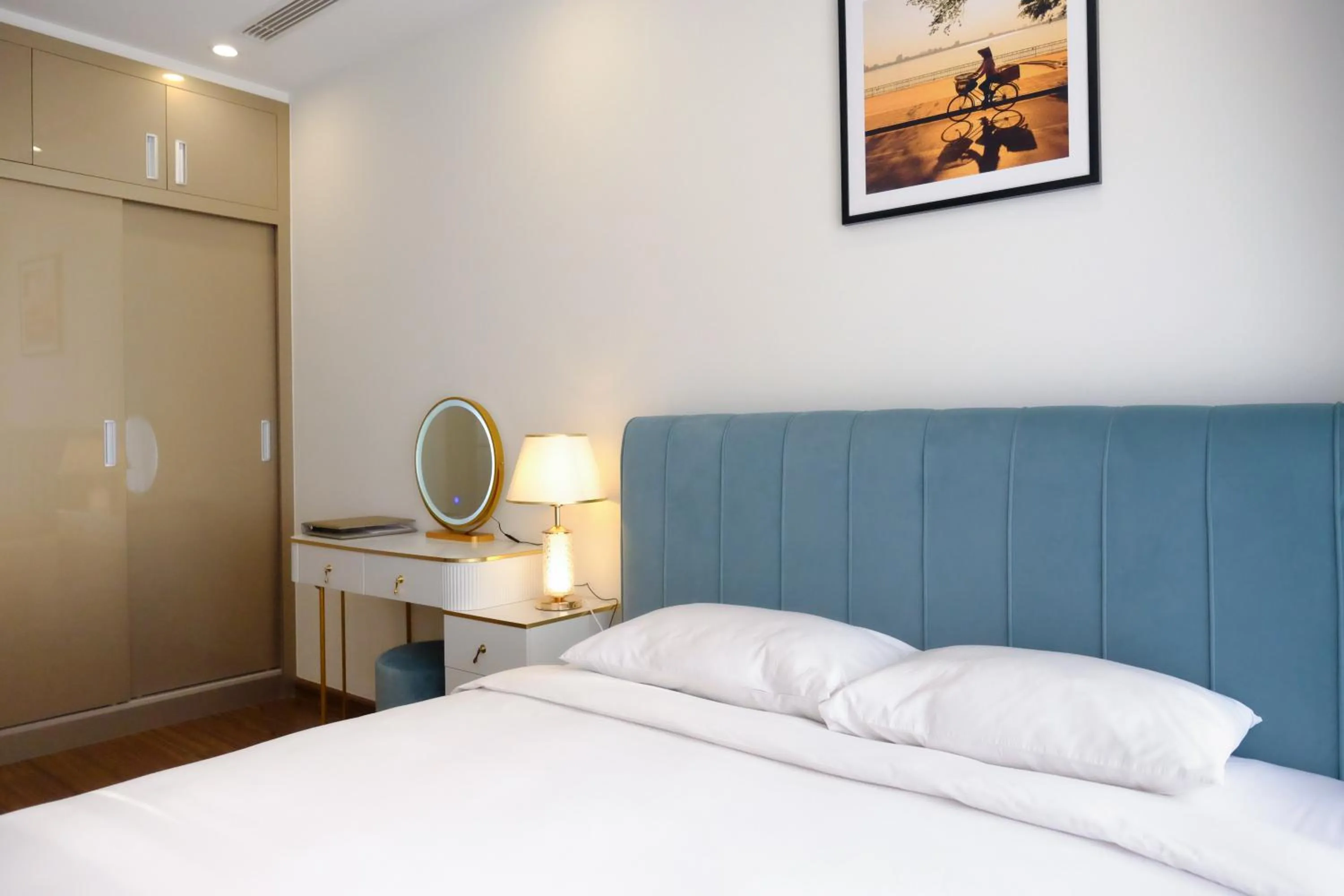 Bedroom, Bed in Aspaces Serviced Apartments - Vinhomes West Point