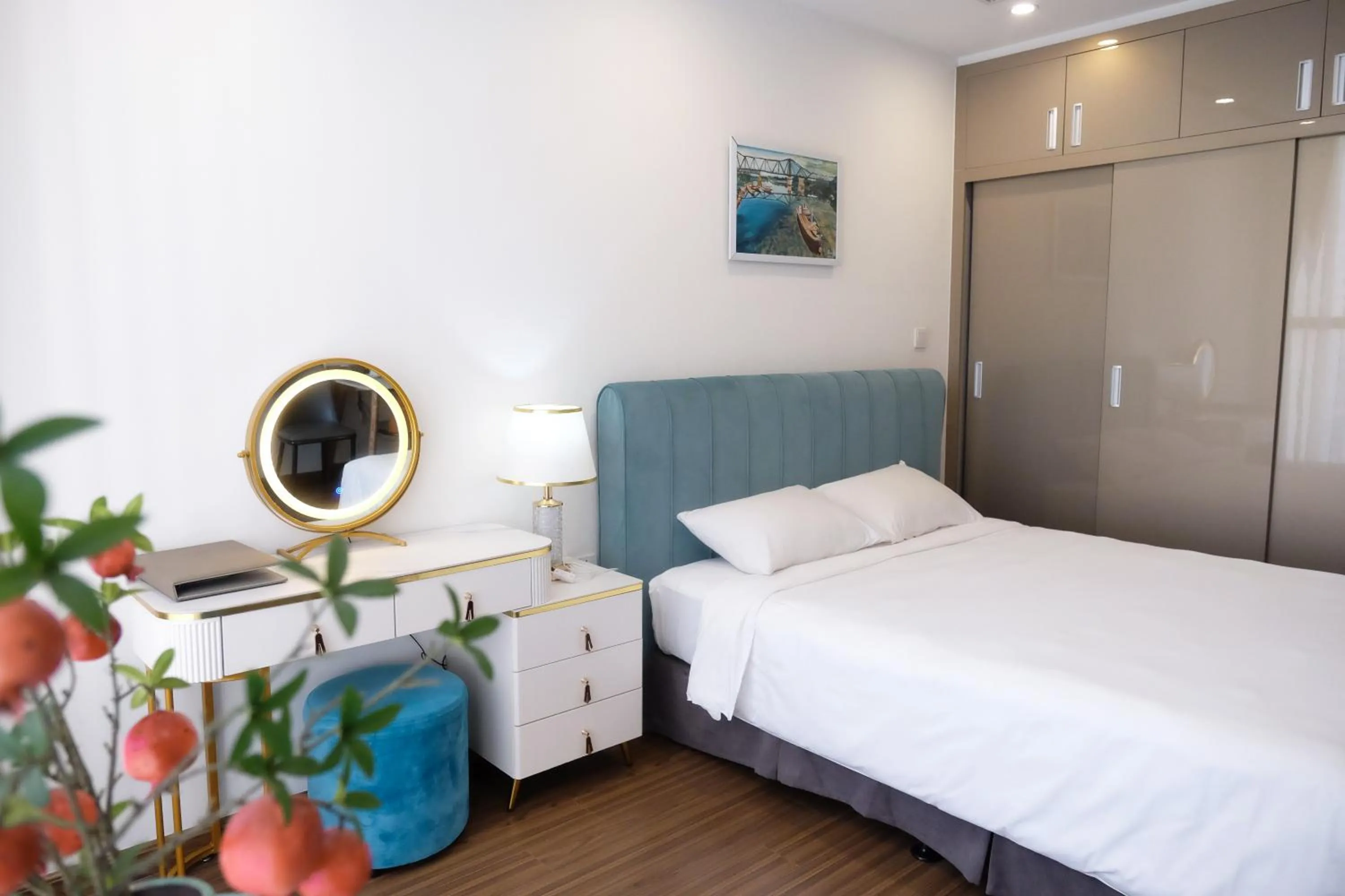 Bedroom, Bed in Aspaces Serviced Apartments - Vinhomes West Point