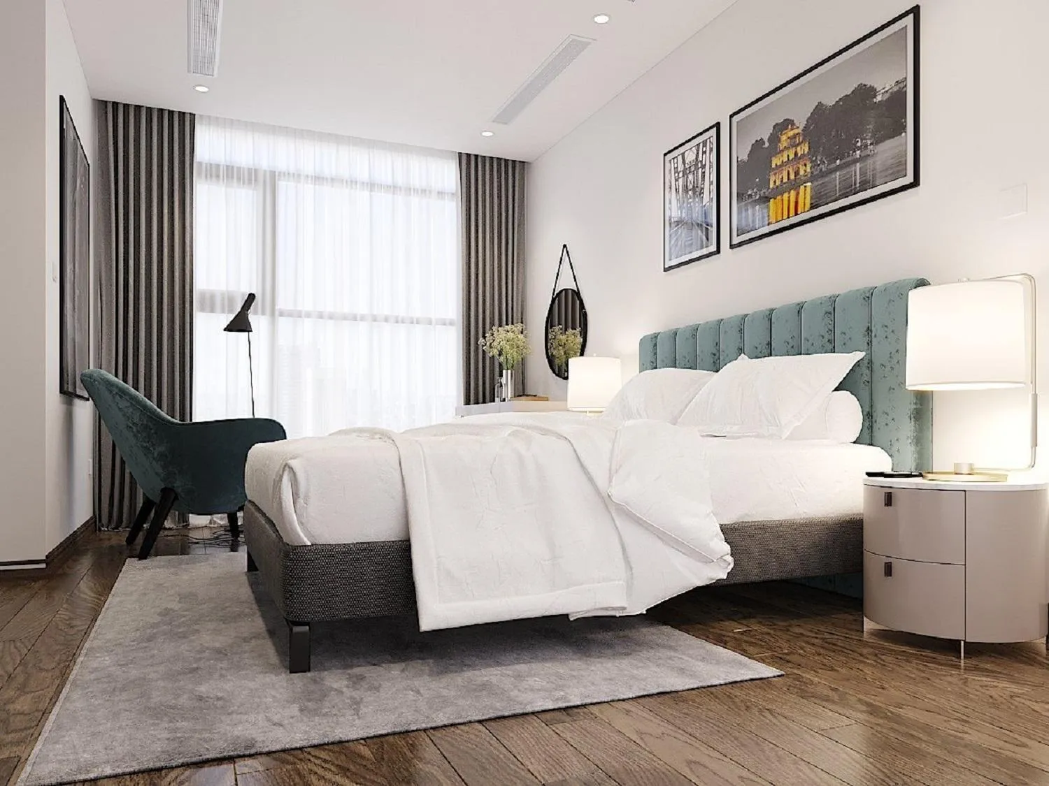 Bedroom, Bed in Aspaces Serviced Apartments - Vinhomes West Point