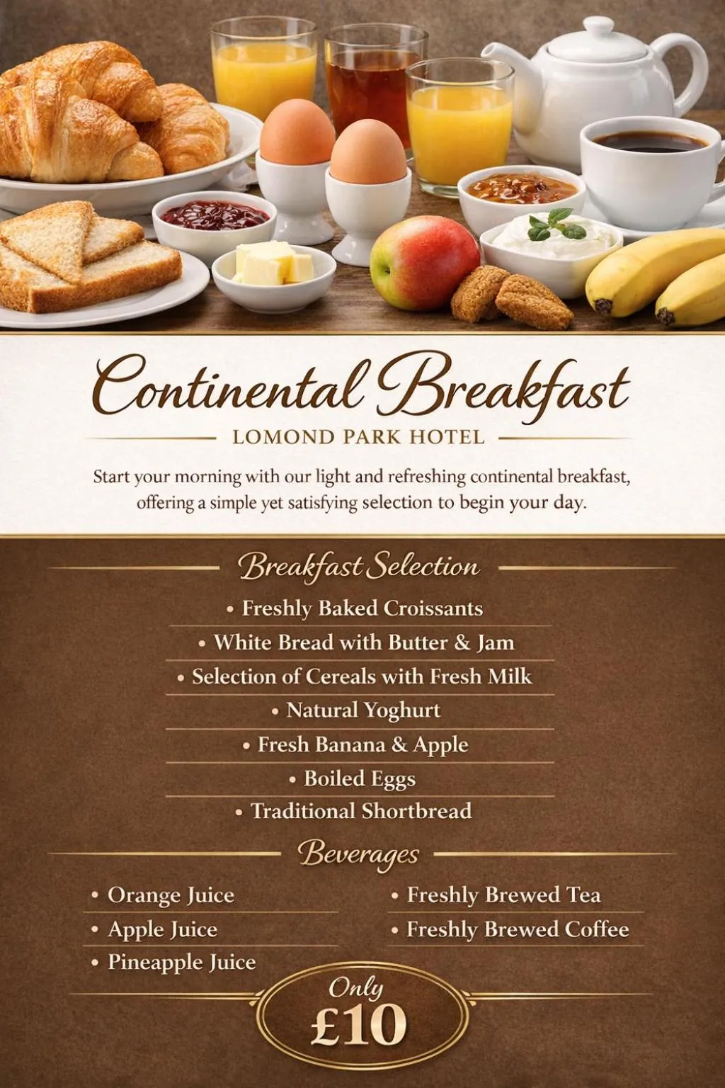 Food and drinks in Lomond Park Hotel