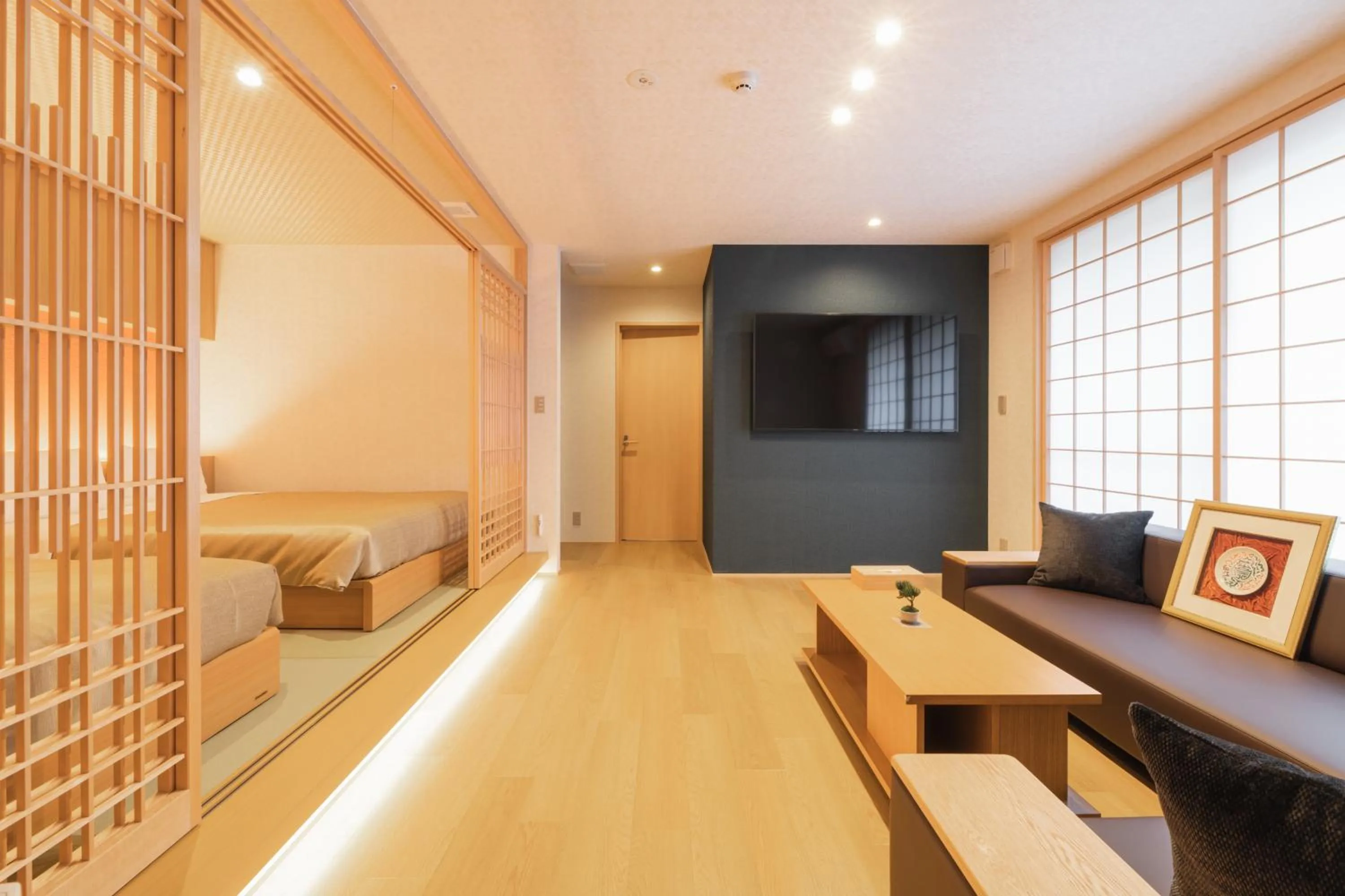 Photo of the whole room, Bed in GRAND BASE Hakata Gofuku