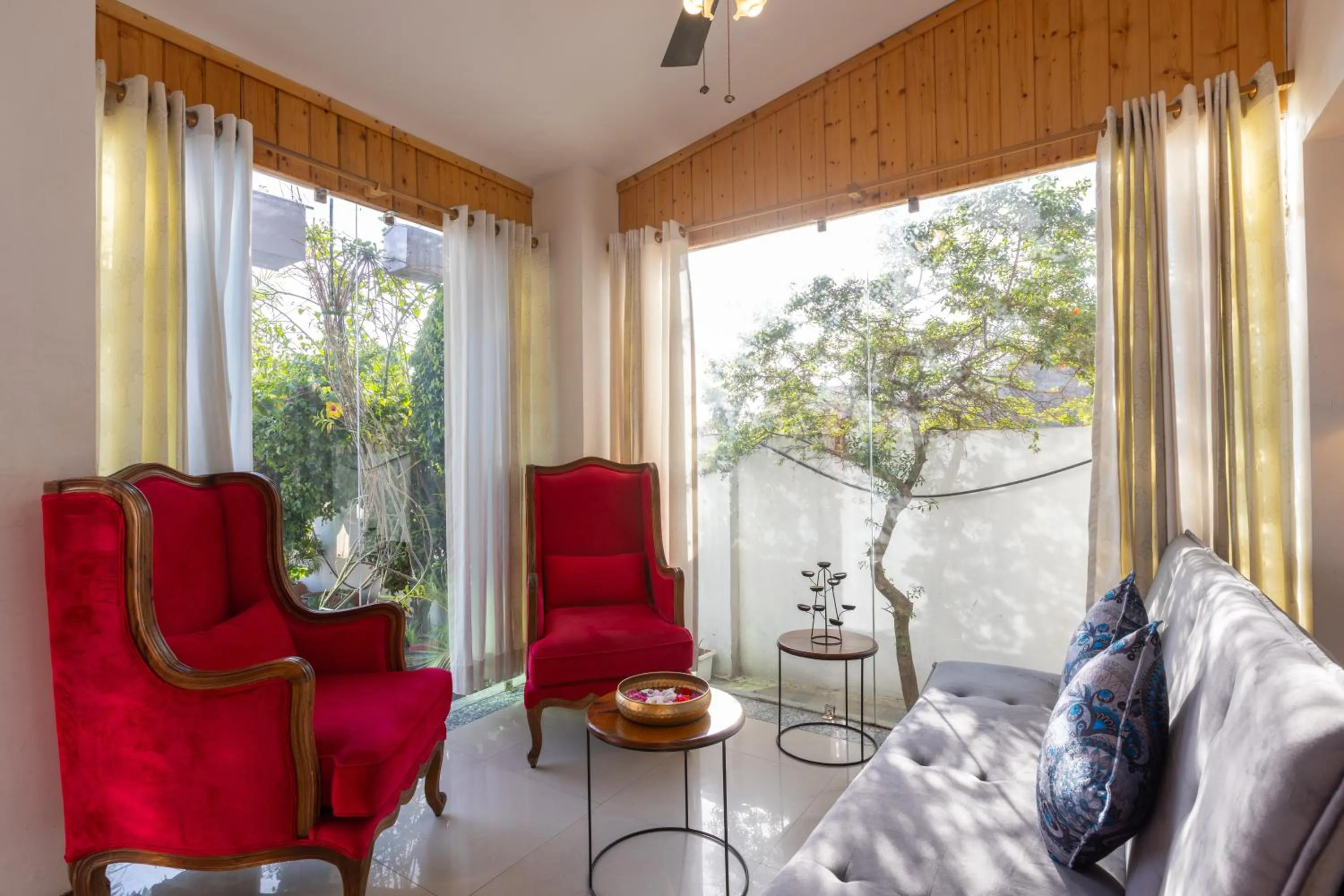 Seating area in The Bougainvillea Retreat - A Luxury Private Pool Villa in Dehradun