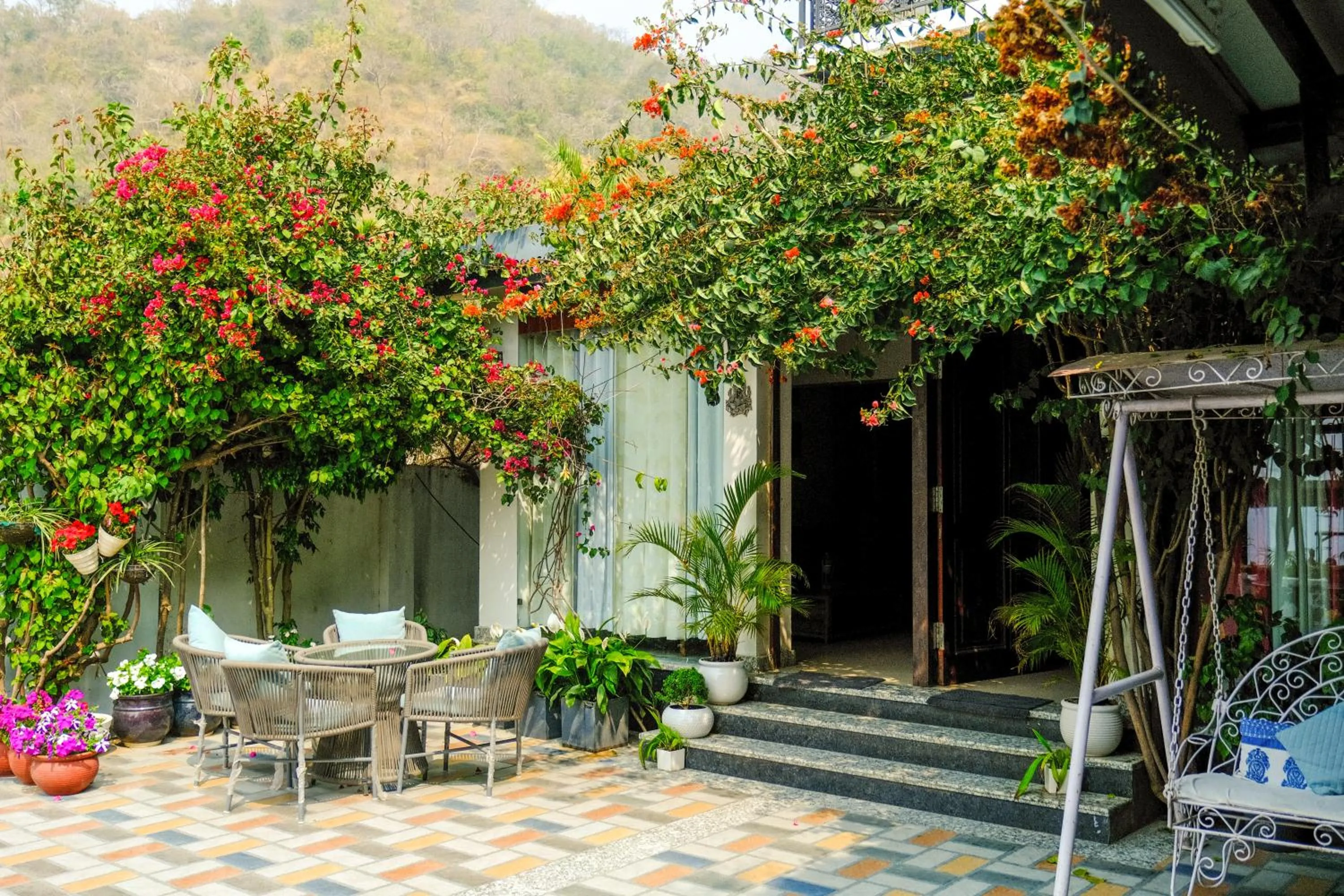 Patio in The Bougainvillea Retreat - A Luxury Private Pool Villa in Dehradun