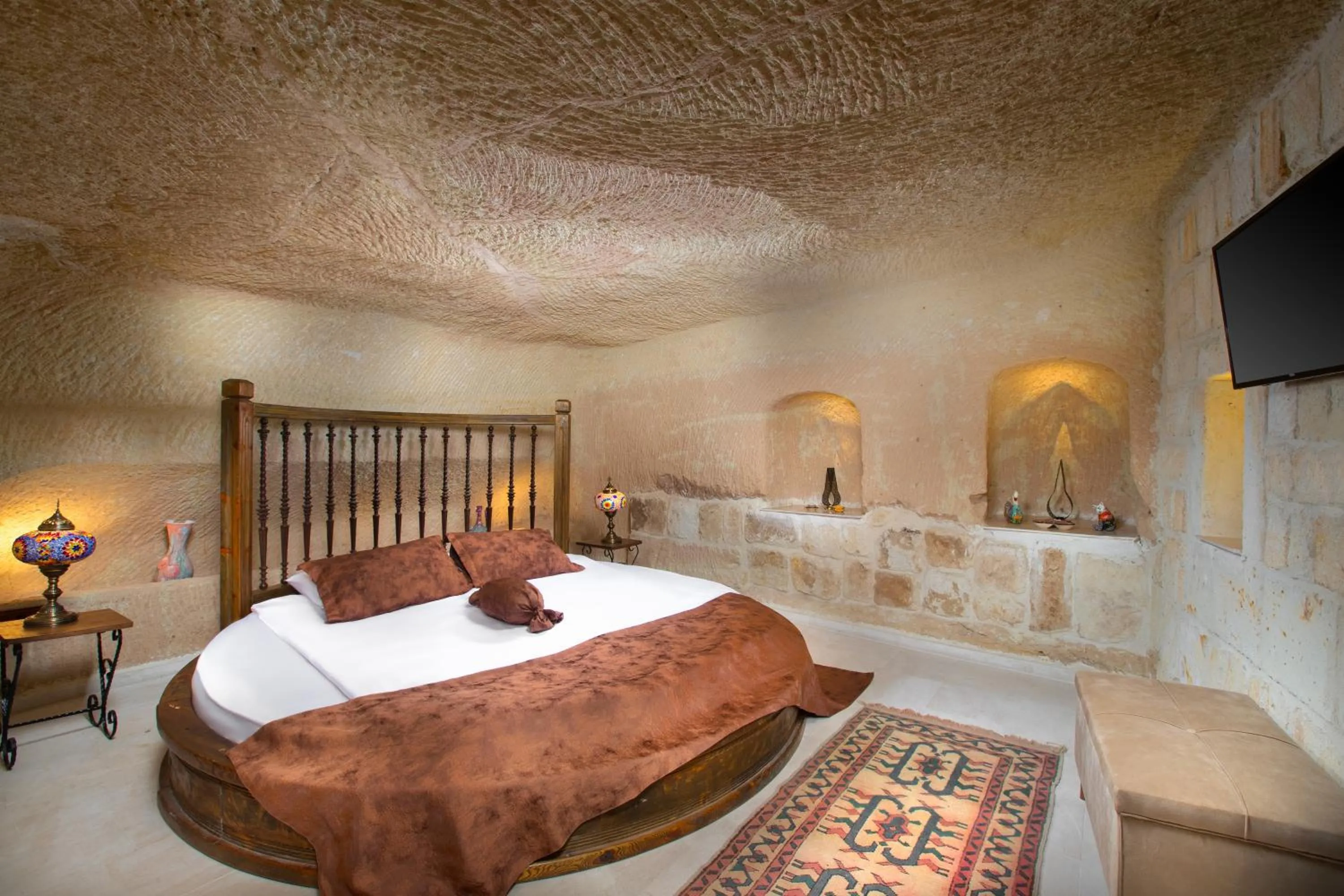 Bed in Romantic Cave Hotel