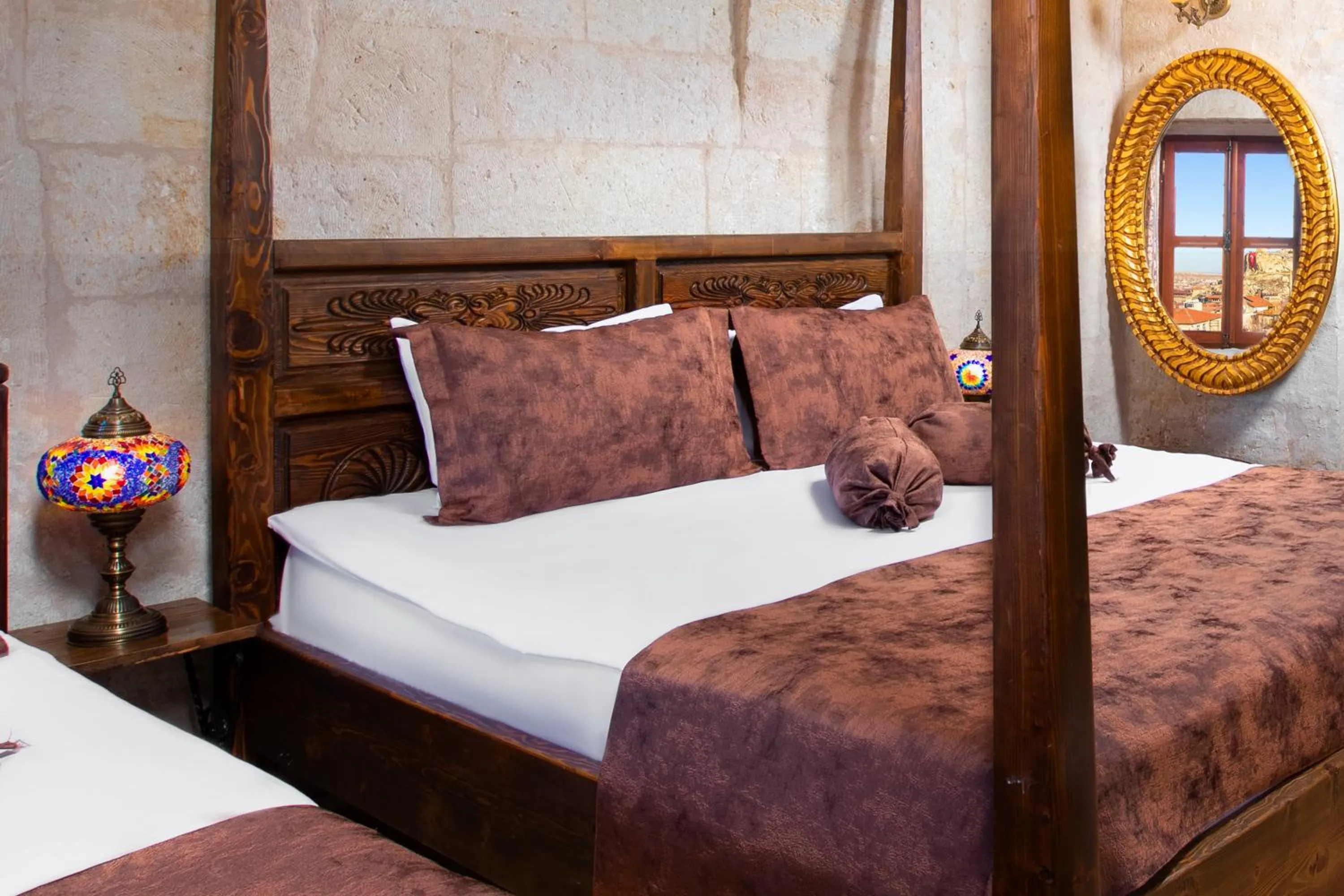 Bed in Romantic Cave Hotel