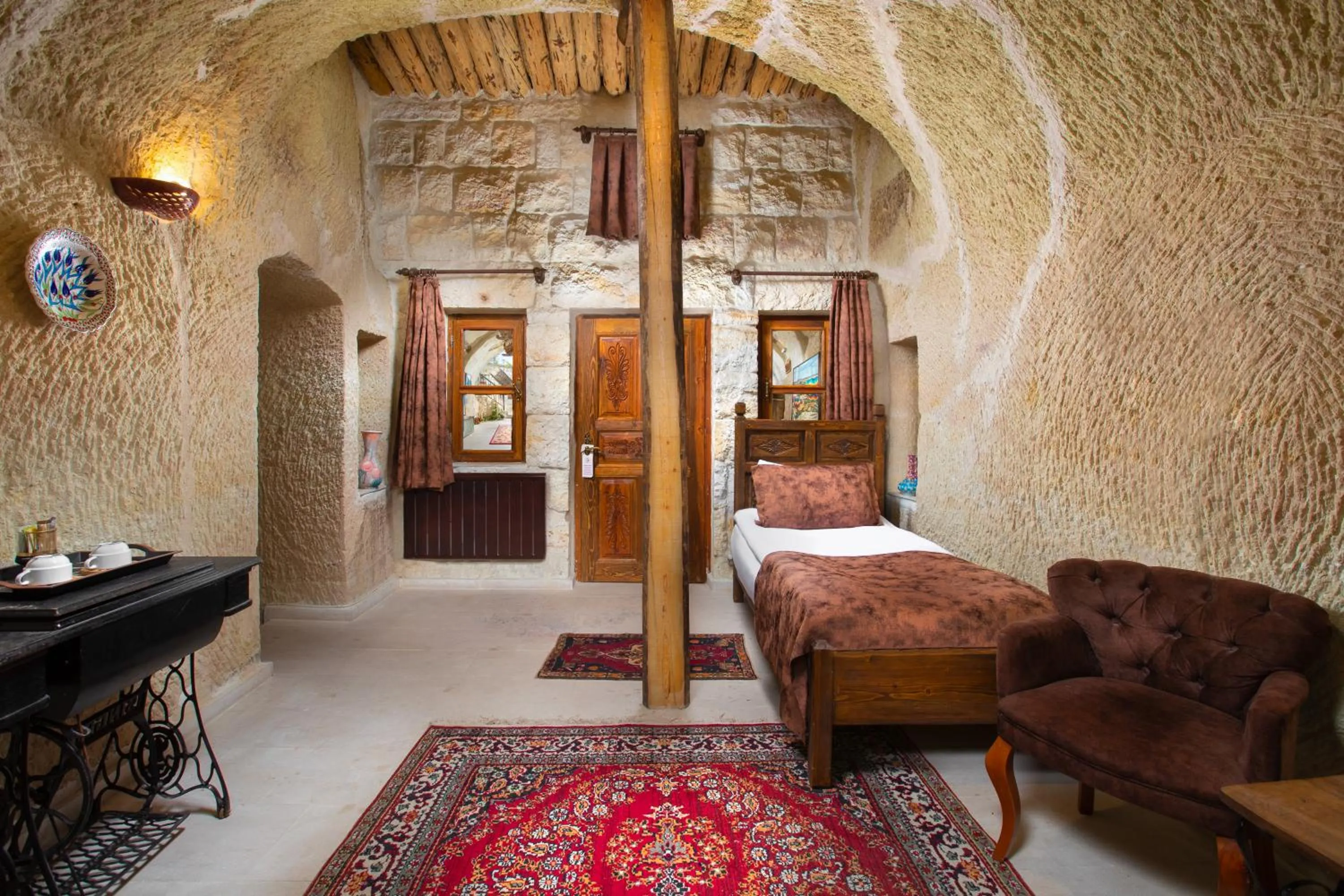 Bed in Romantic Cave Hotel