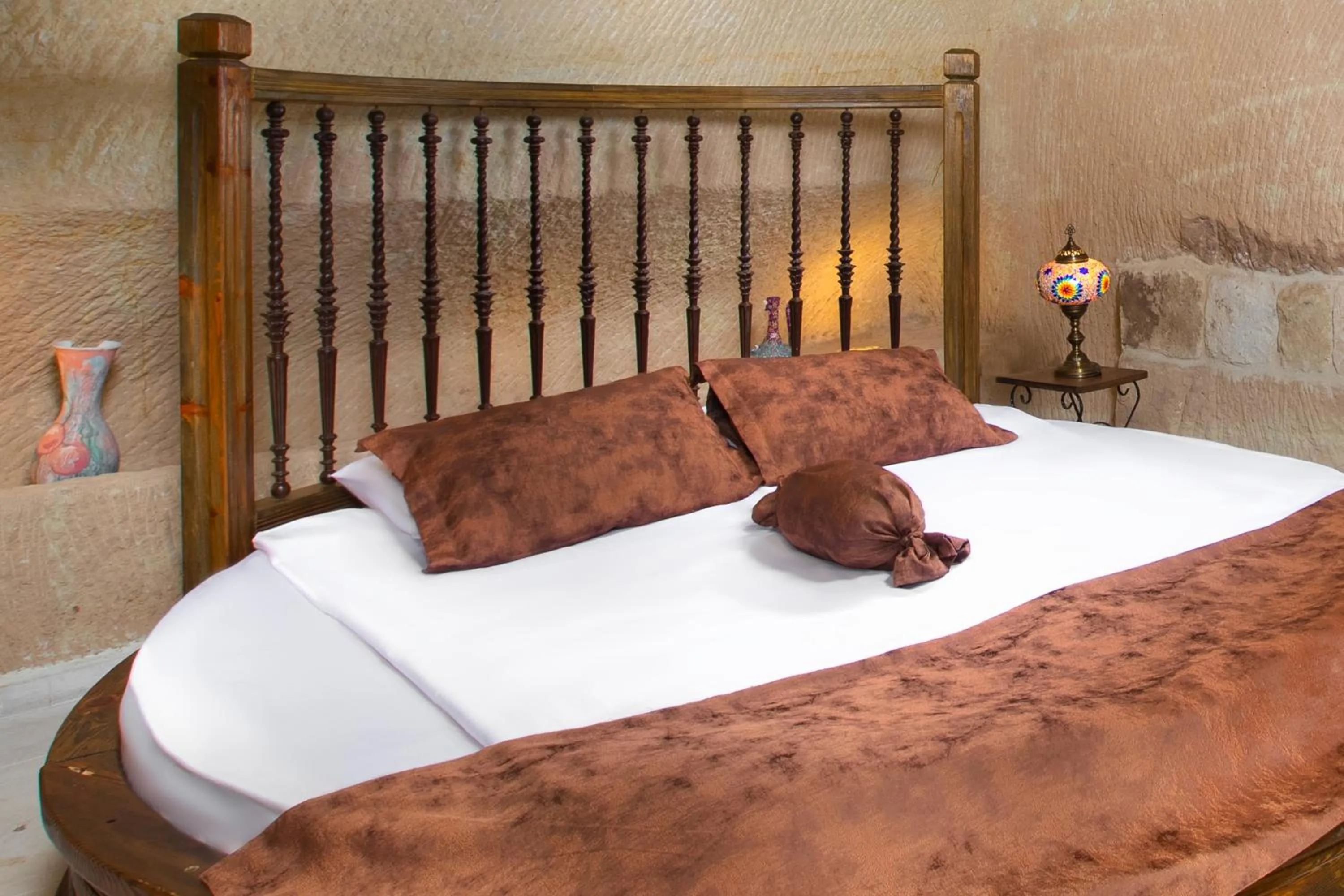 Bed in Romantic Cave Hotel
