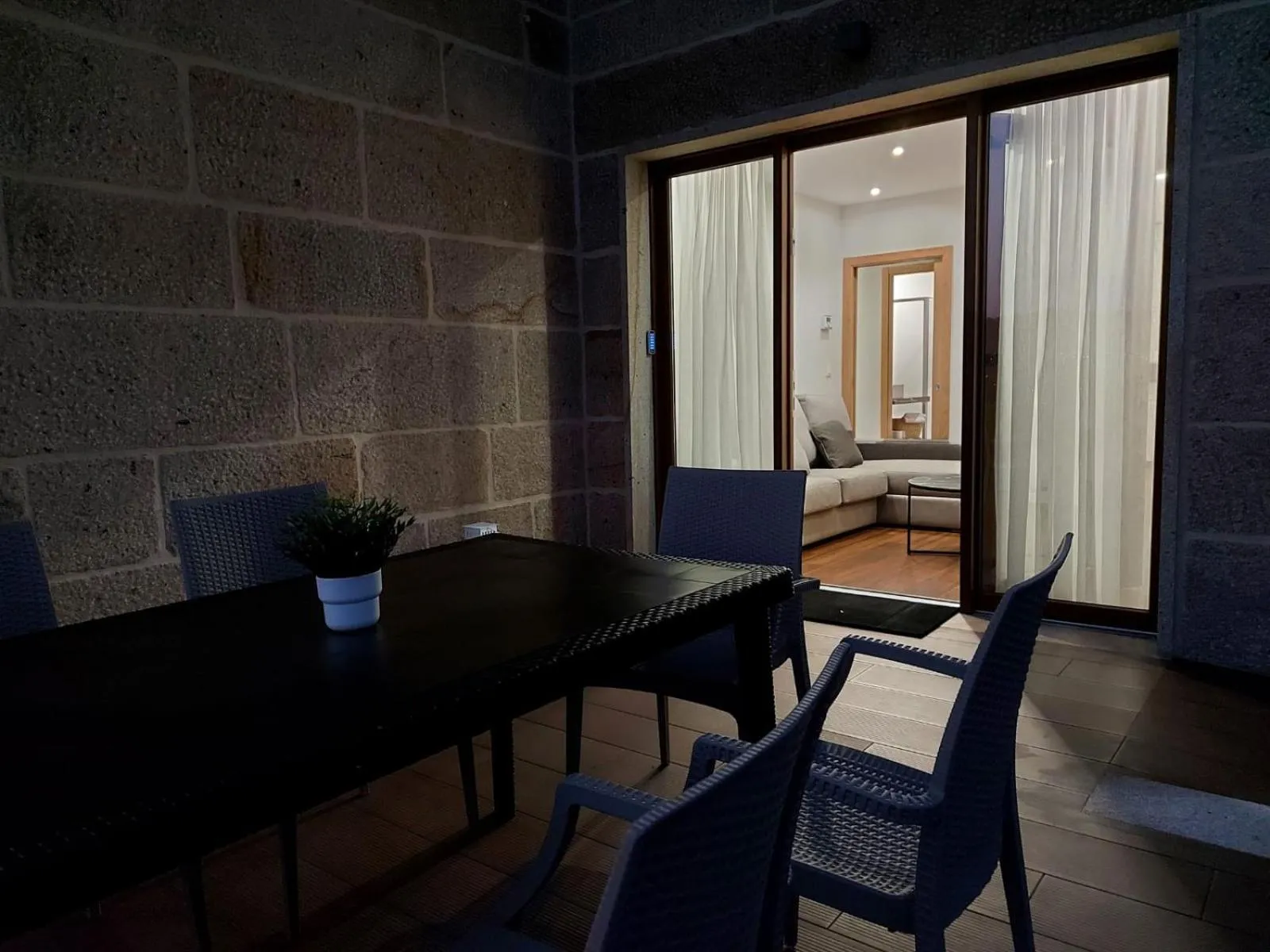 Balcony/Terrace, Bed in Mirador Ría de Aldán Apartamentos