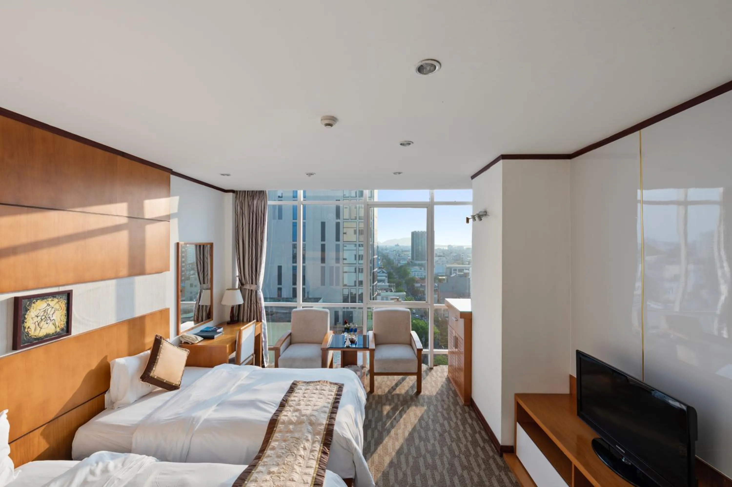 View (from property/room), Bed in Danang Petro Hotel