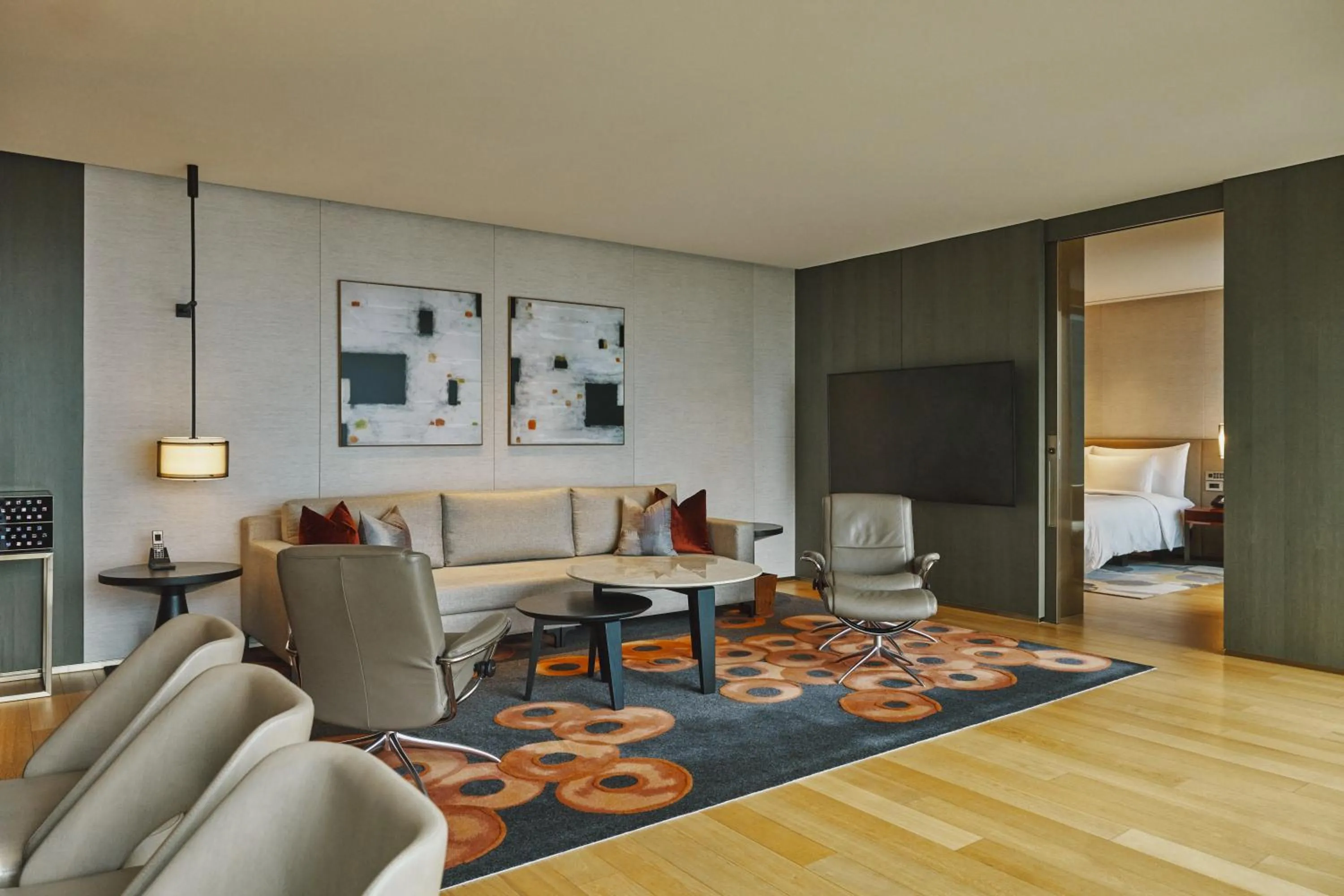 Living room, Bed in Grand Hyatt Jeju