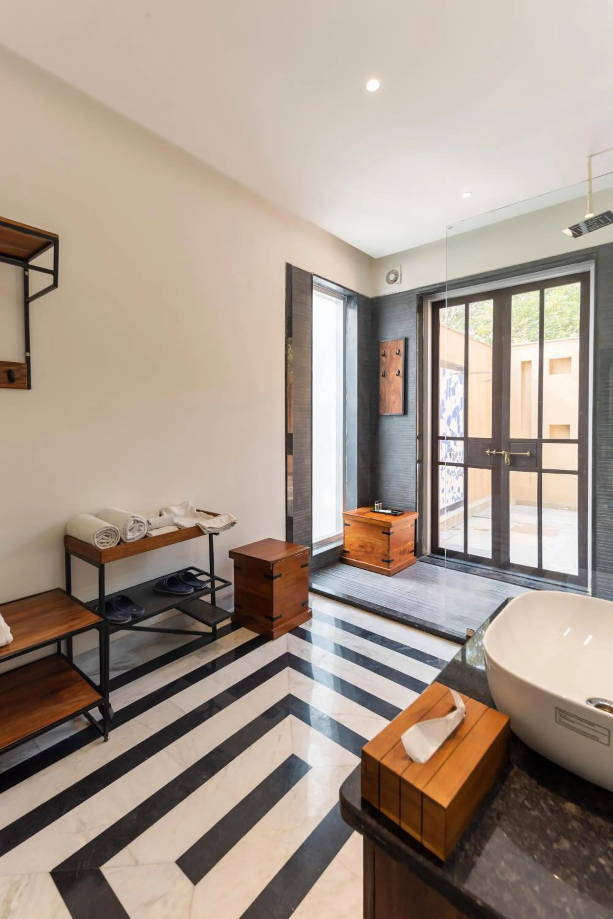 Bathroom, Bed in Vanaashrya Resort and Spa Sariska