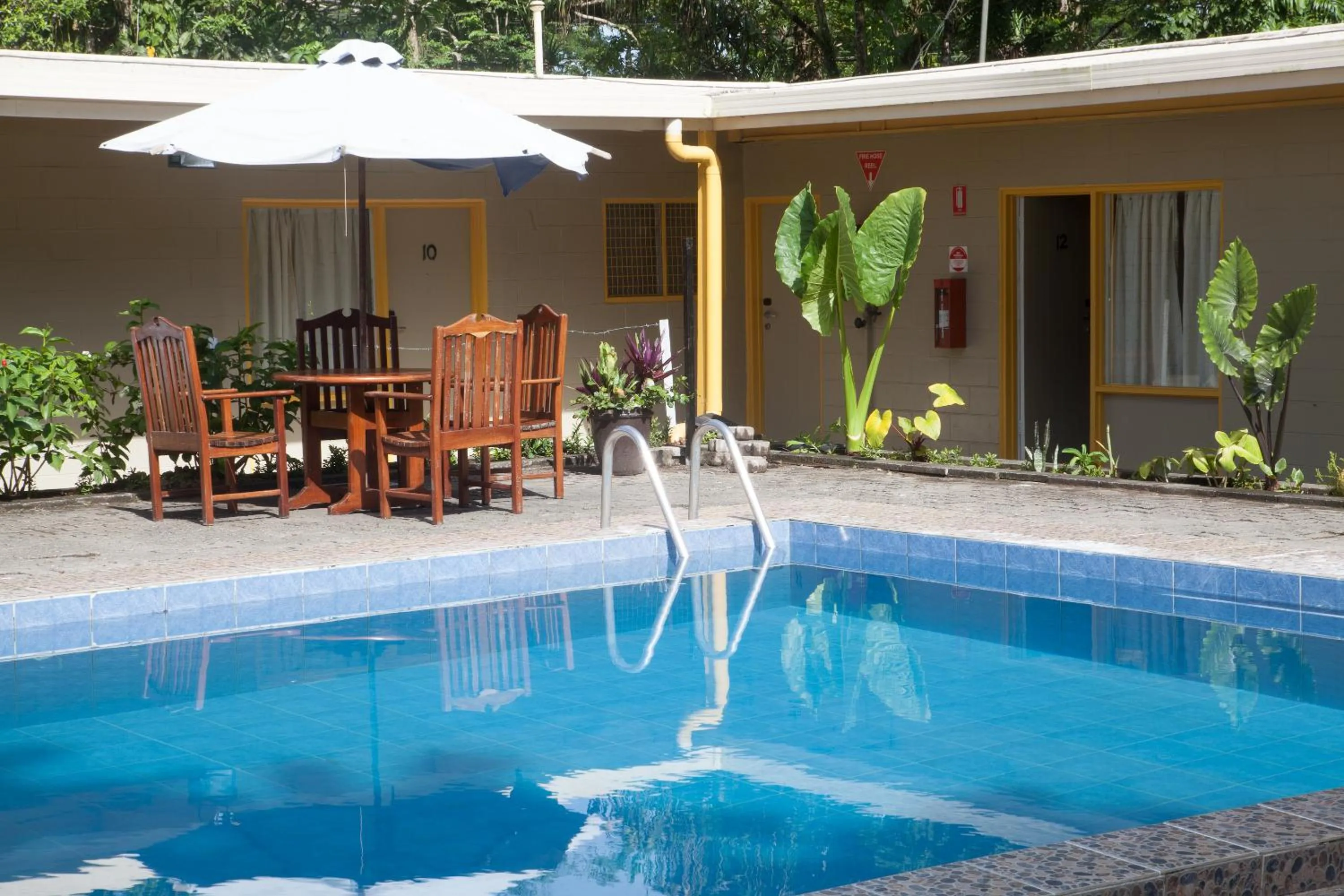 Pool view in Huon Gulf Hotel