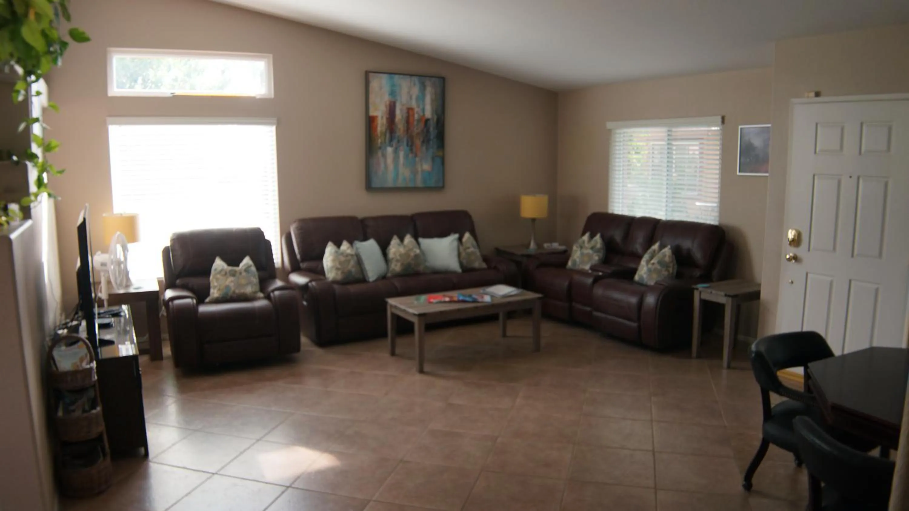 Living room in 3 bedroom house with Private Pool, Spa&Golf Course!