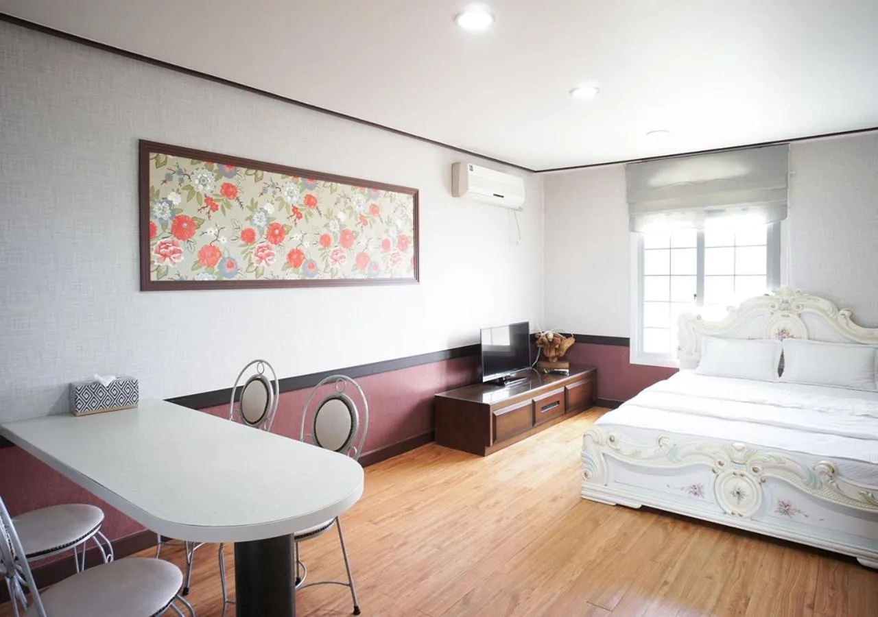 Bed in Jeju Resortel