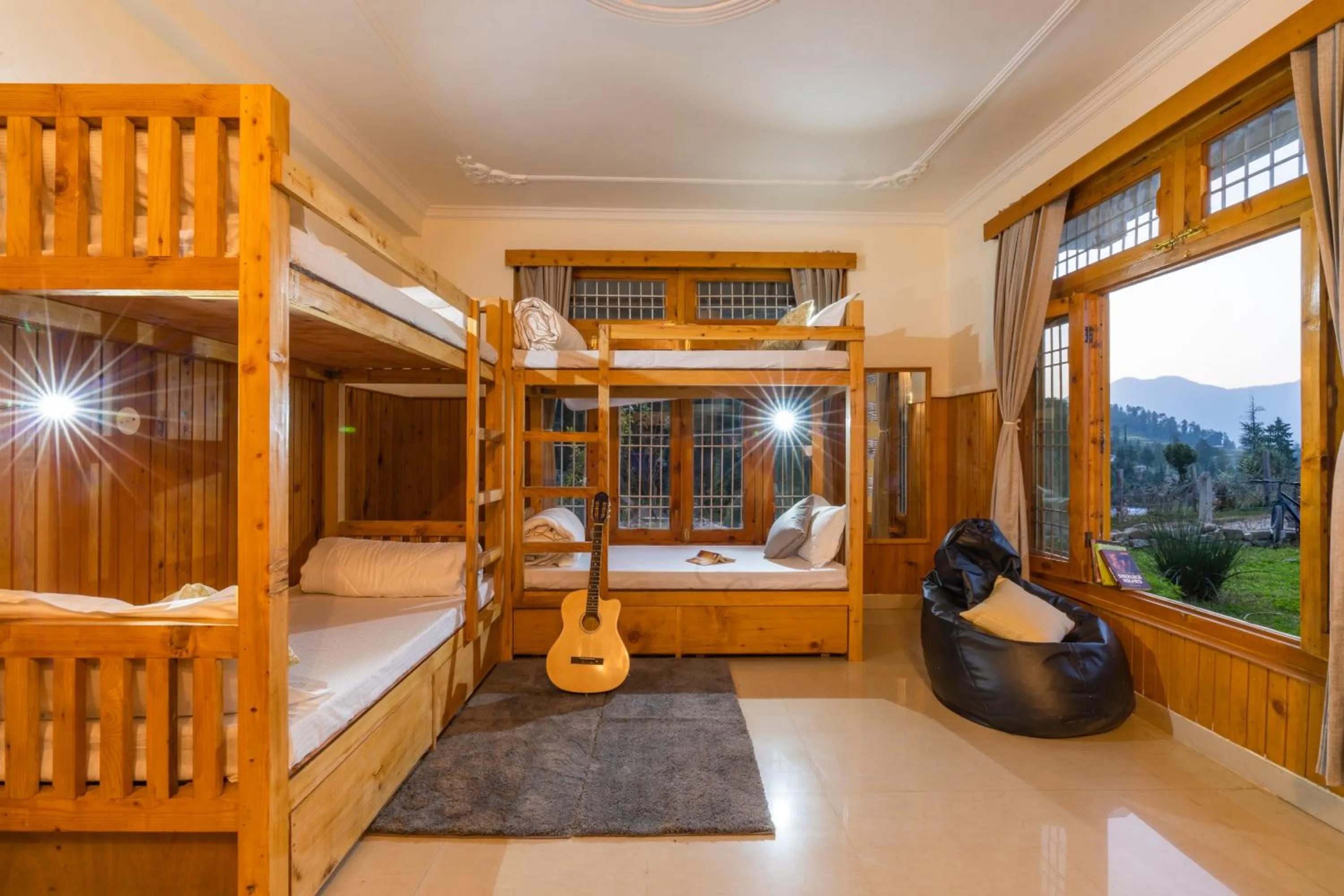 Natural landscape, Bed in Zostel Shangarh, Kullu