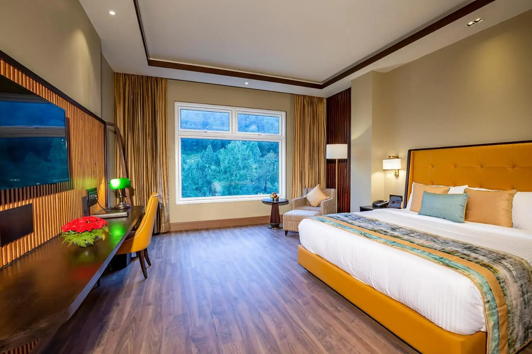 Deluxe King Room - Complimentary Hi-Tea( 1700hrs- 1800hrs), 20% off on F&B service and 20% on Spa services ,One - way local transfer to Gandhi Chowk ( 9:00-1730) in Fortune Park Dalhousie - Member ITC Hotels' Group Deluxe King Room - Complimentary Hi-Tea( 1700hrs- 1800hrs), 20% off on F&B service and 20% on Spa services ,One - way local transfer to Gandhi Chowk ( 9:00-1730) in Fortune Park Dalhousie - Member ITC Hotels' Group