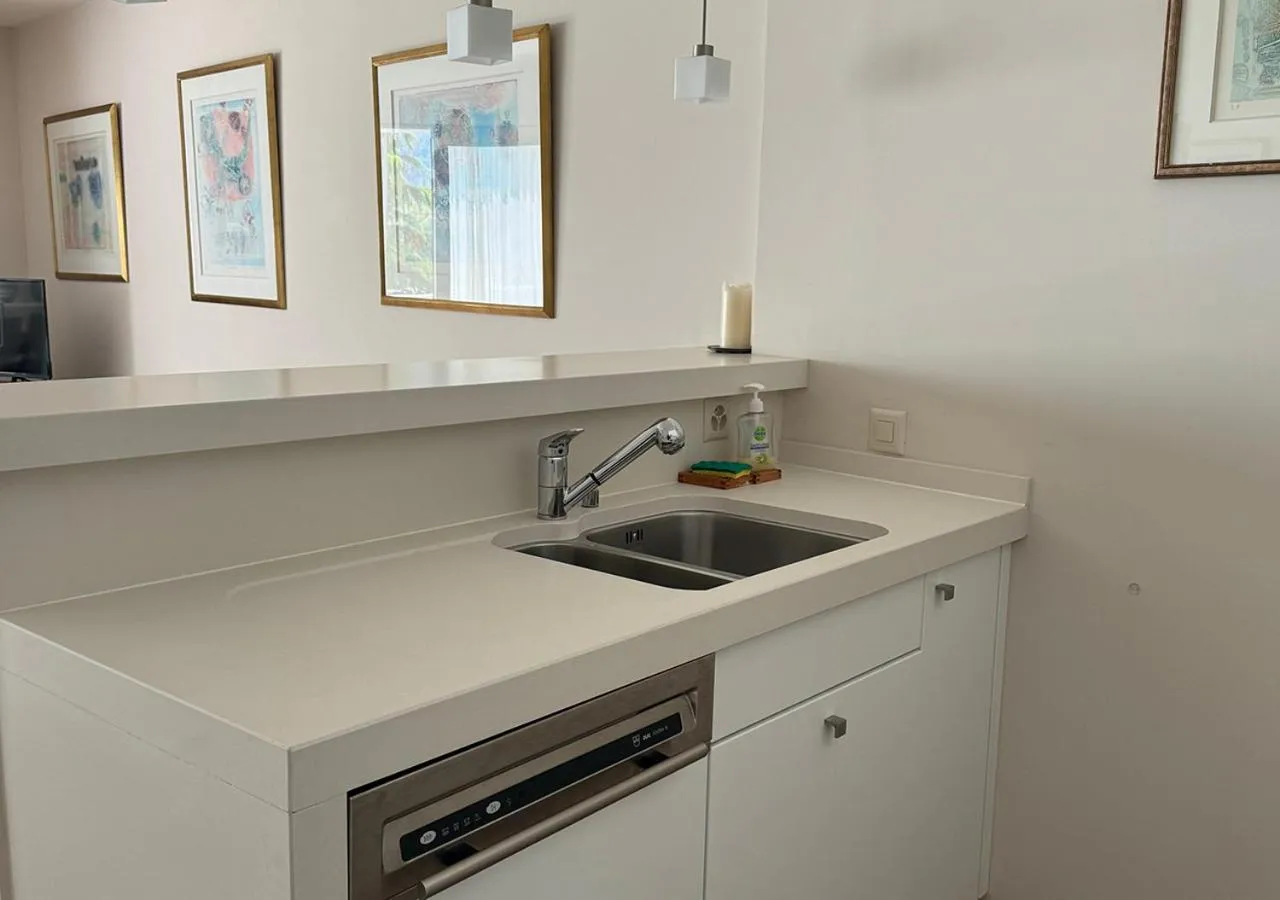 Kitchen or kitchenette in Hôtel des Bains de Saillon