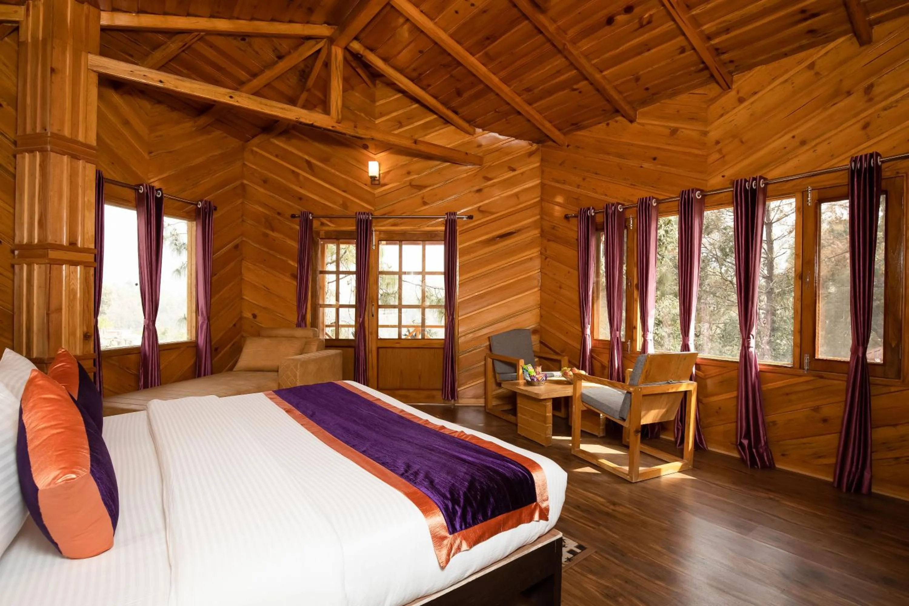 View (from property/room), Bed in The Nature's Green Resort, Bhimtal, Nainital