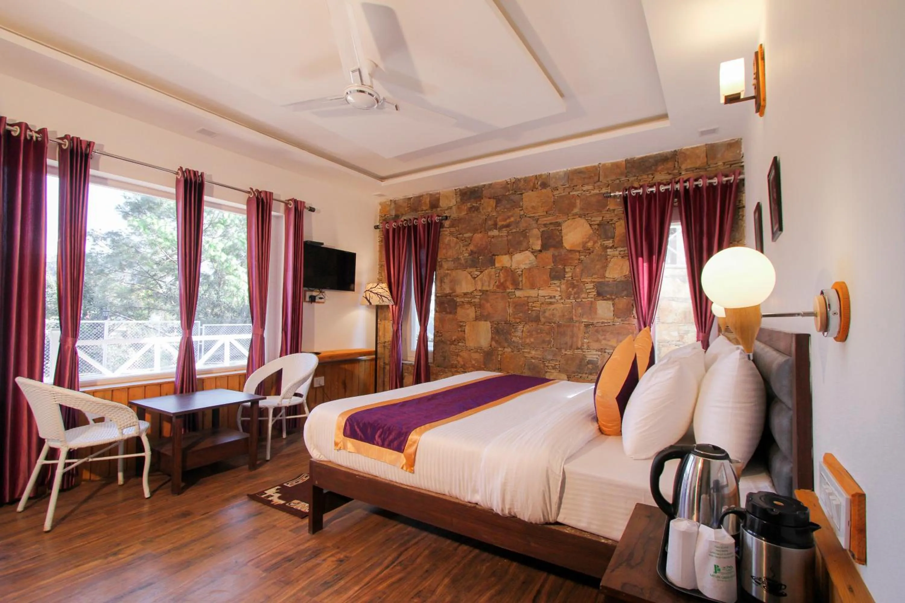 Coffee/tea facilities, Bed in The Nature's Green Resort, Bhimtal, Nainital
