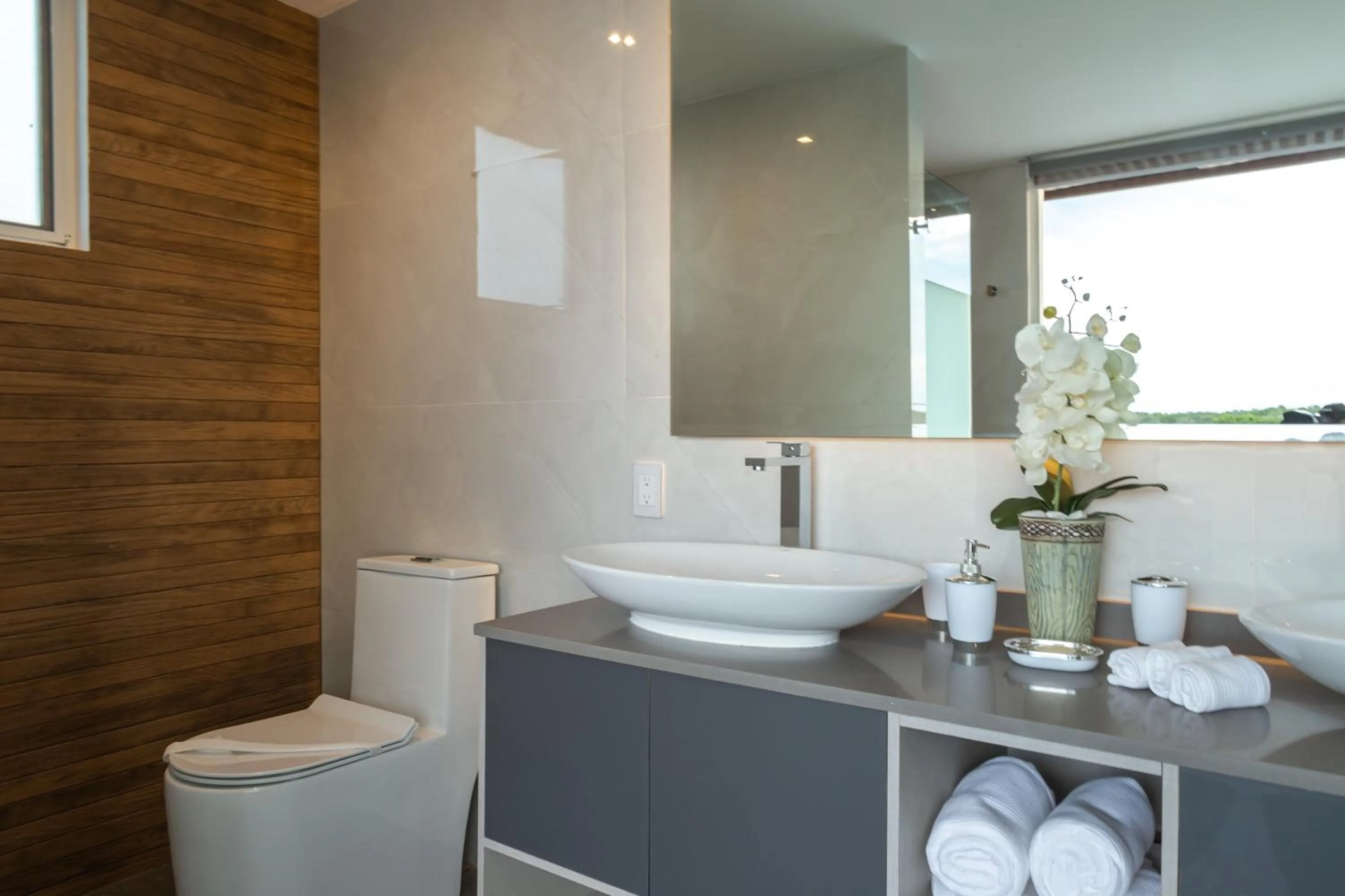 Toilet in Fabulous & Exclusive Apartments With Sea View Pool BBQ Garden