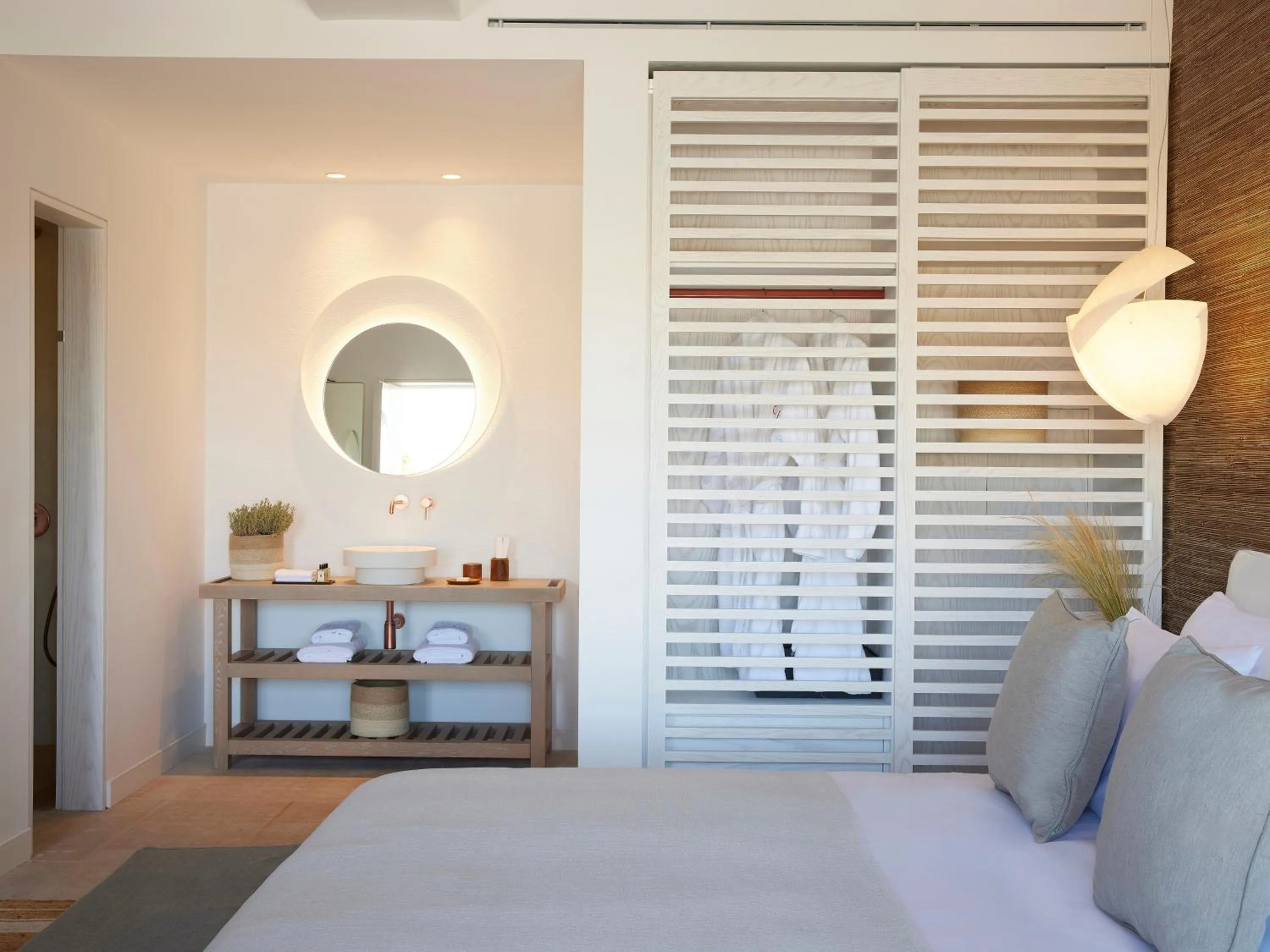 Bathroom, Bed in Once in Mykonos - Designed for Adults