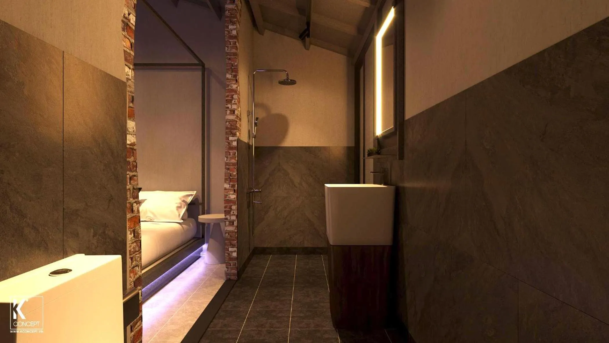 Bathroom in Blue Fingers KRoom Dalat