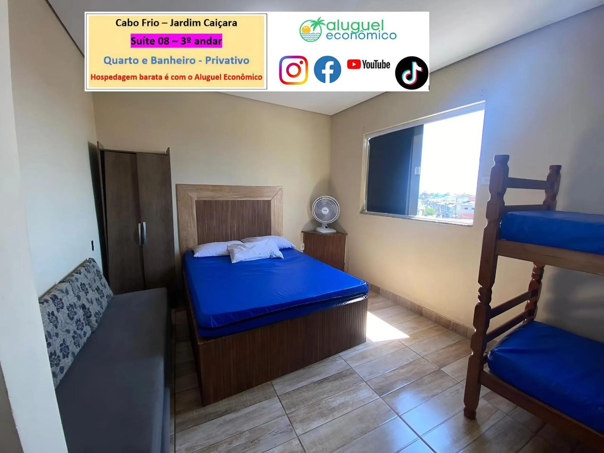 Bedroom, Bed in Cabo Frio - Jardim Caiçara - Aluguel Econômico