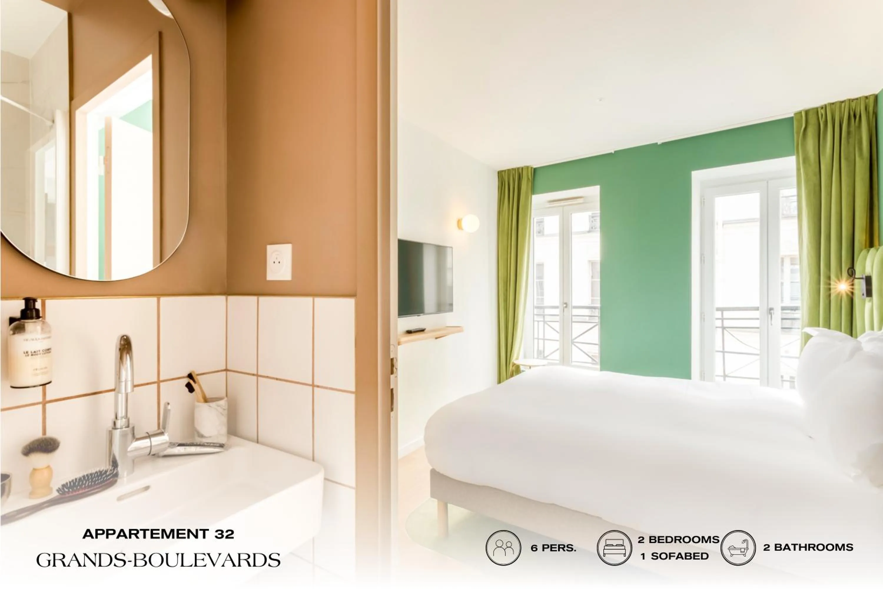 Bathroom, Bed in Beauquartier - Grands Boulevards