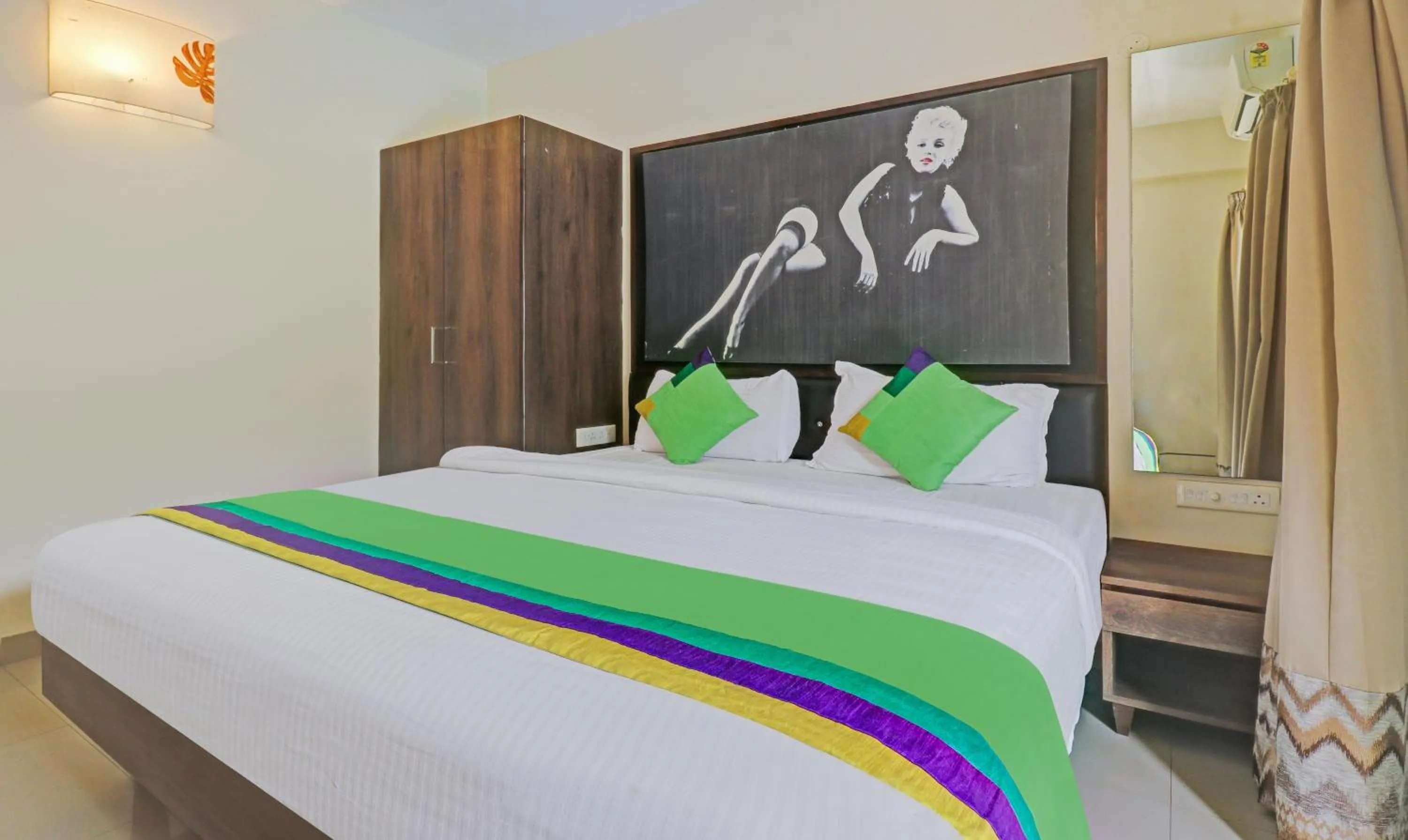 Bedroom, Bed in Treebo Aquamarine Arpora With Pool