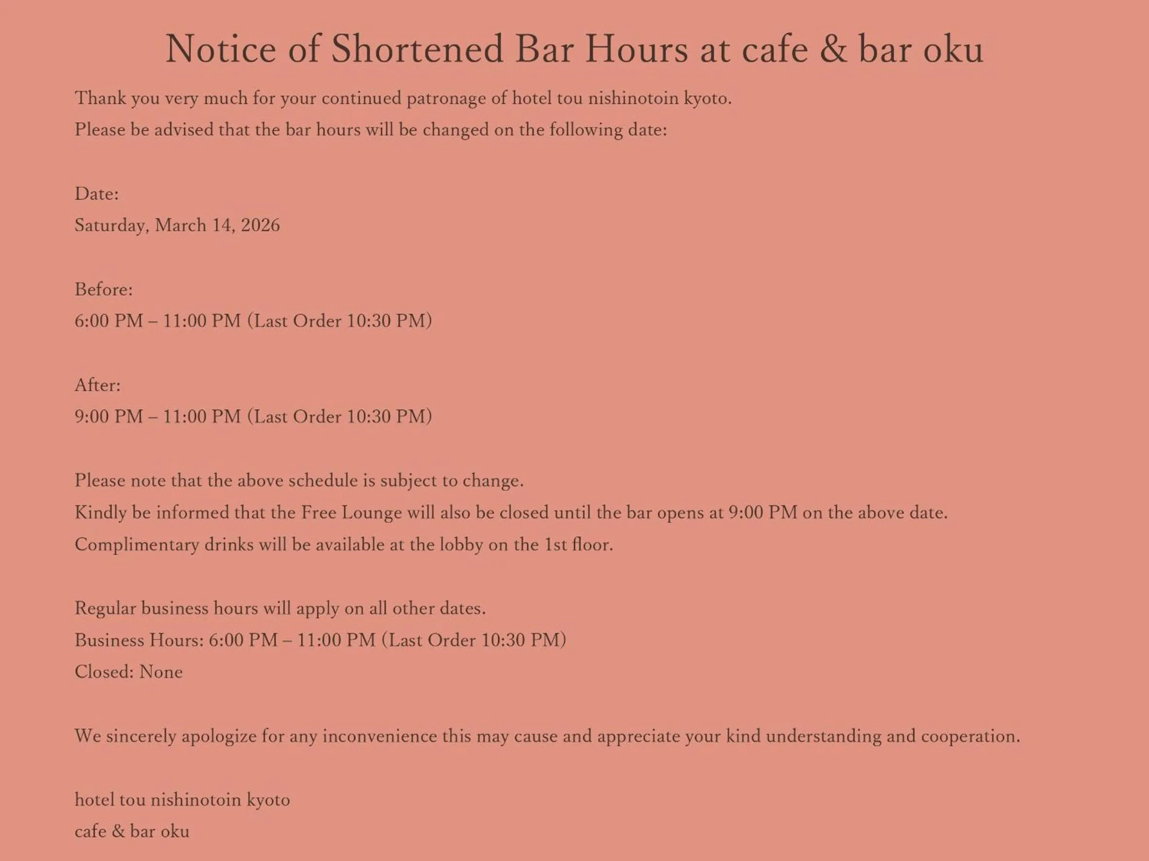 Lounge or bar in hotel tou nishinotoin kyoto