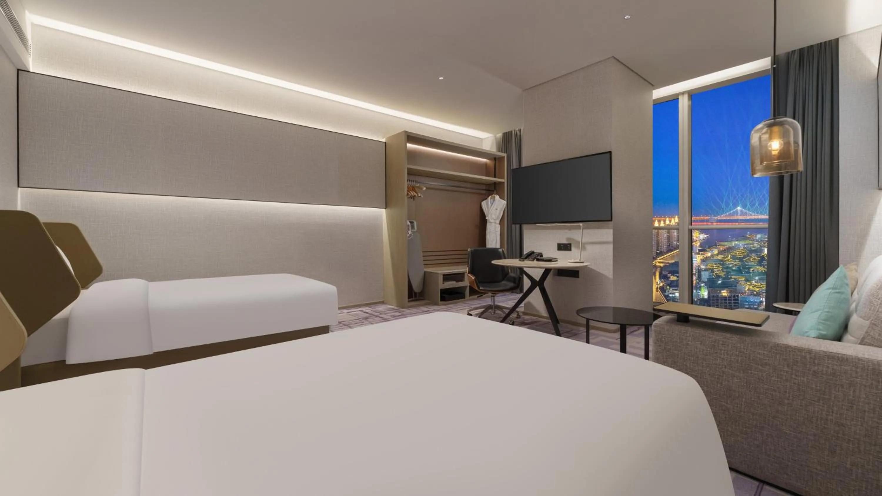 Photo of the whole room, Bed in Crowne Plaza Dalian Xinghai by IHG