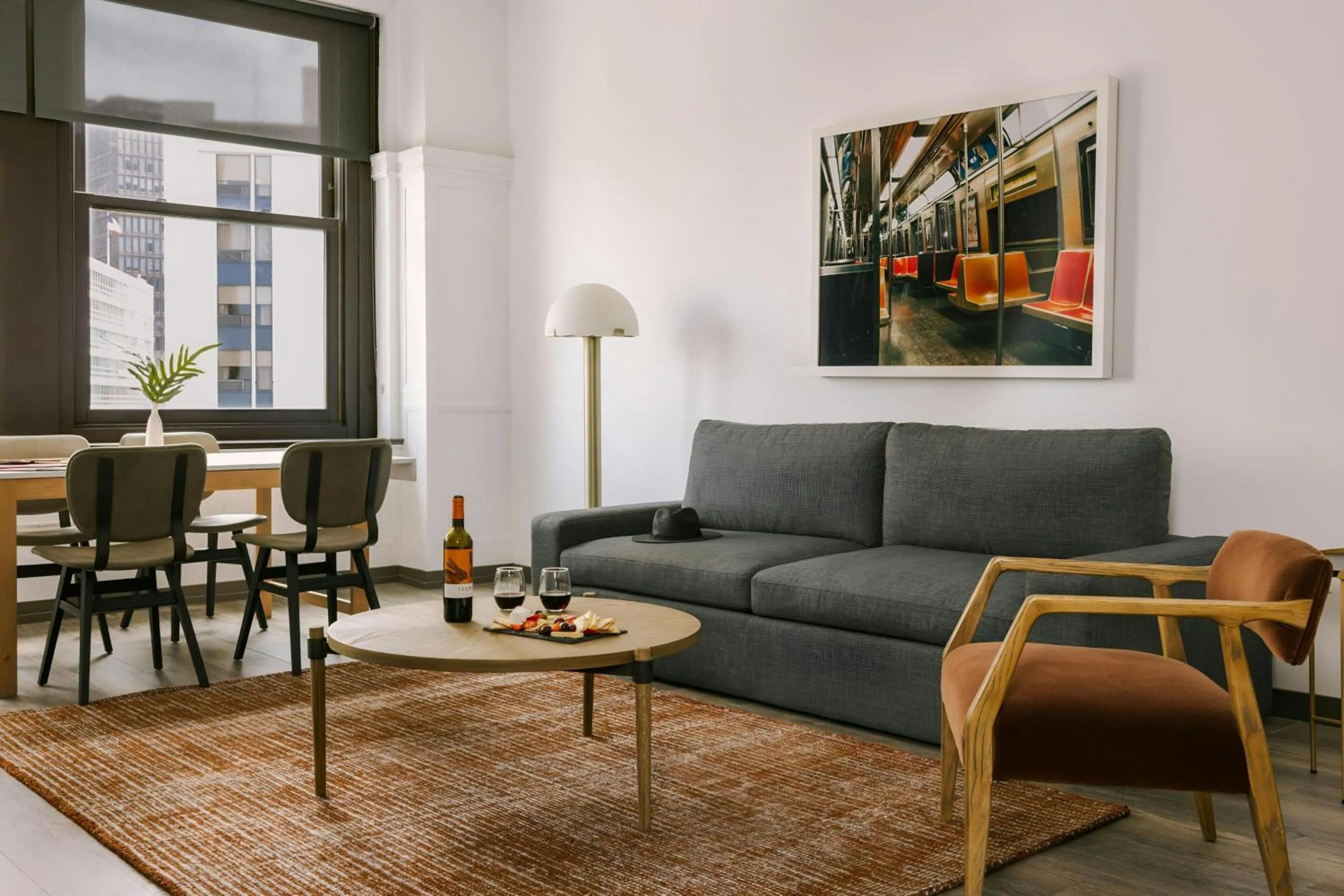 Living room in Sonder by Marriott Bonvoy Gabriel Richard Apartments Downtown