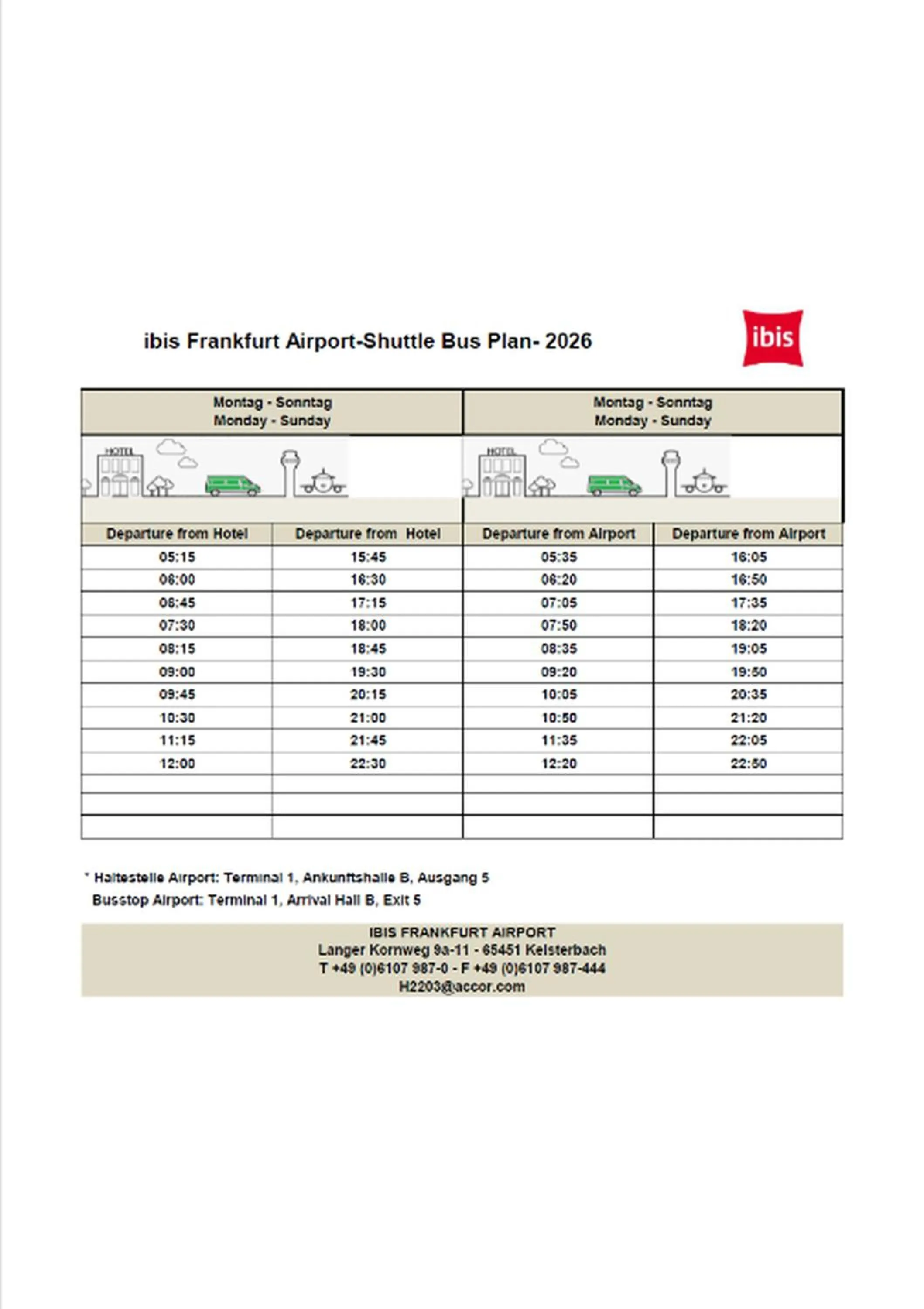 shuttle in ibis Hotel Frankfurt Airport