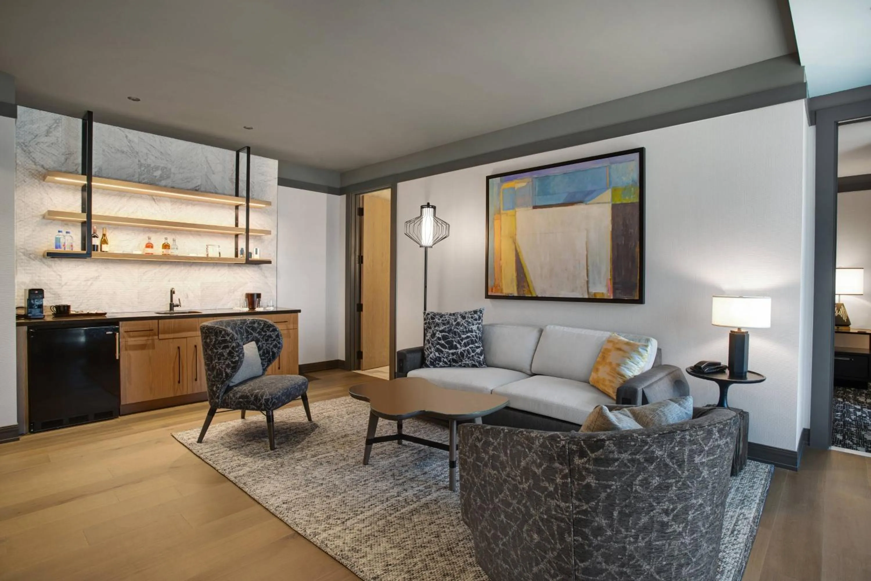 Living room in The Farnam, Autograph Collection