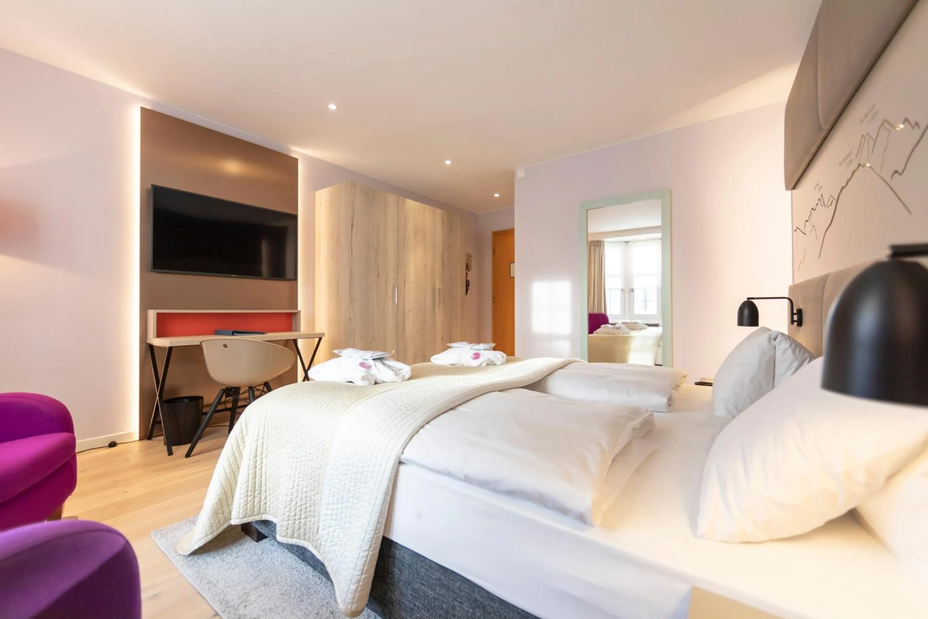 Bed in Hotel Rosatsch