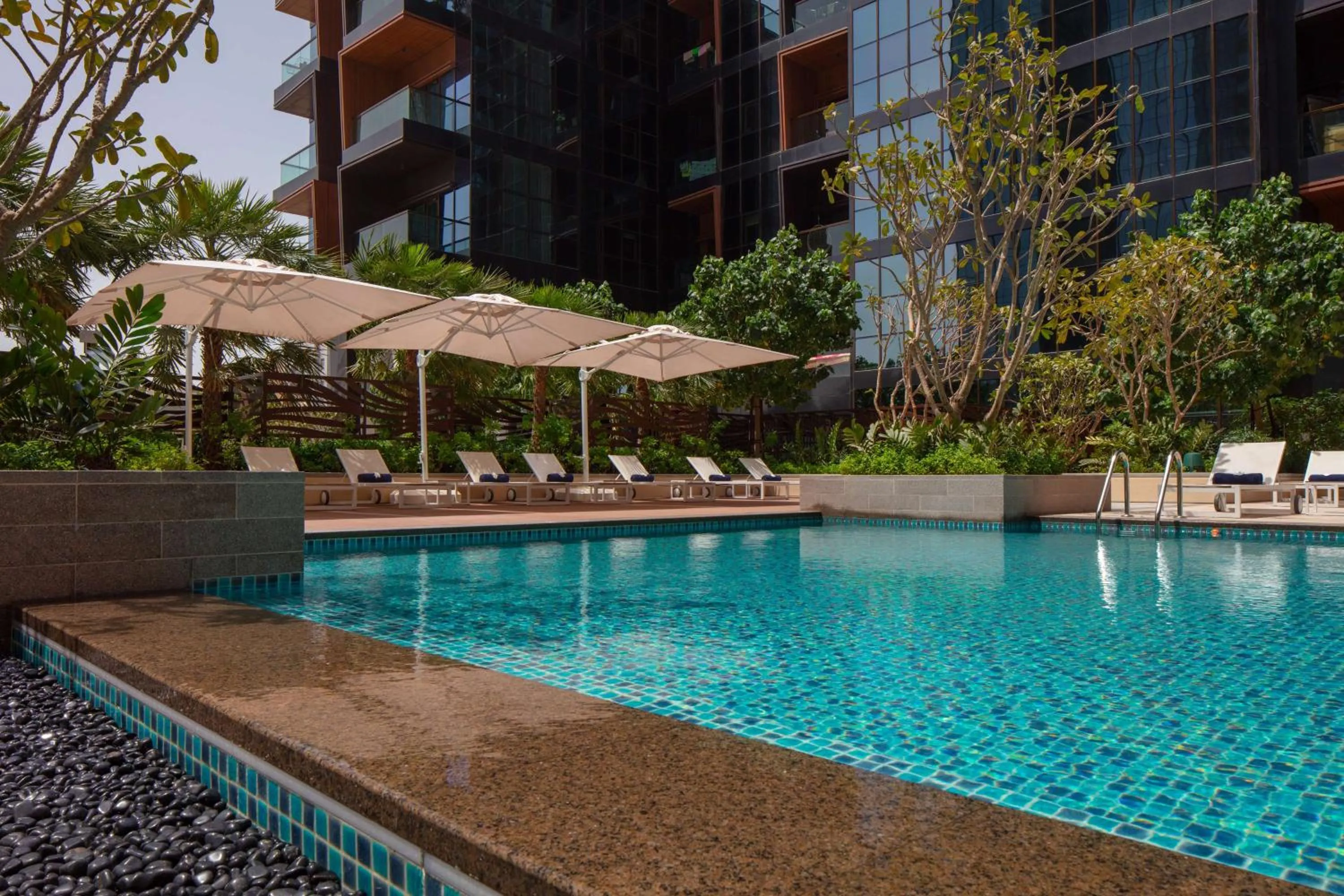 Pool view in DoubleTree by Hilton Dubai M Square Hotel & Residences