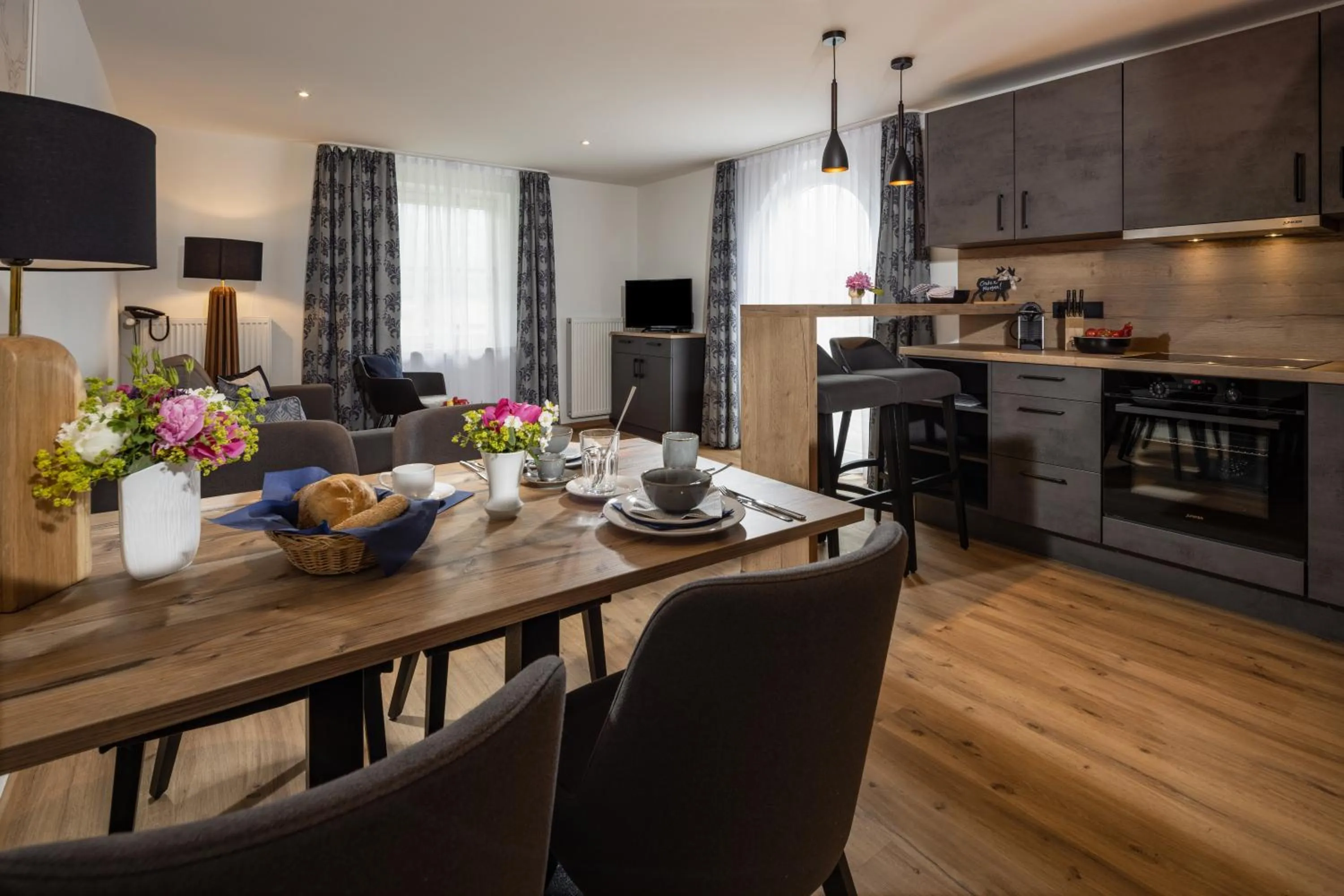 Kitchen or kitchenette in Hubertus Appartements Inzell