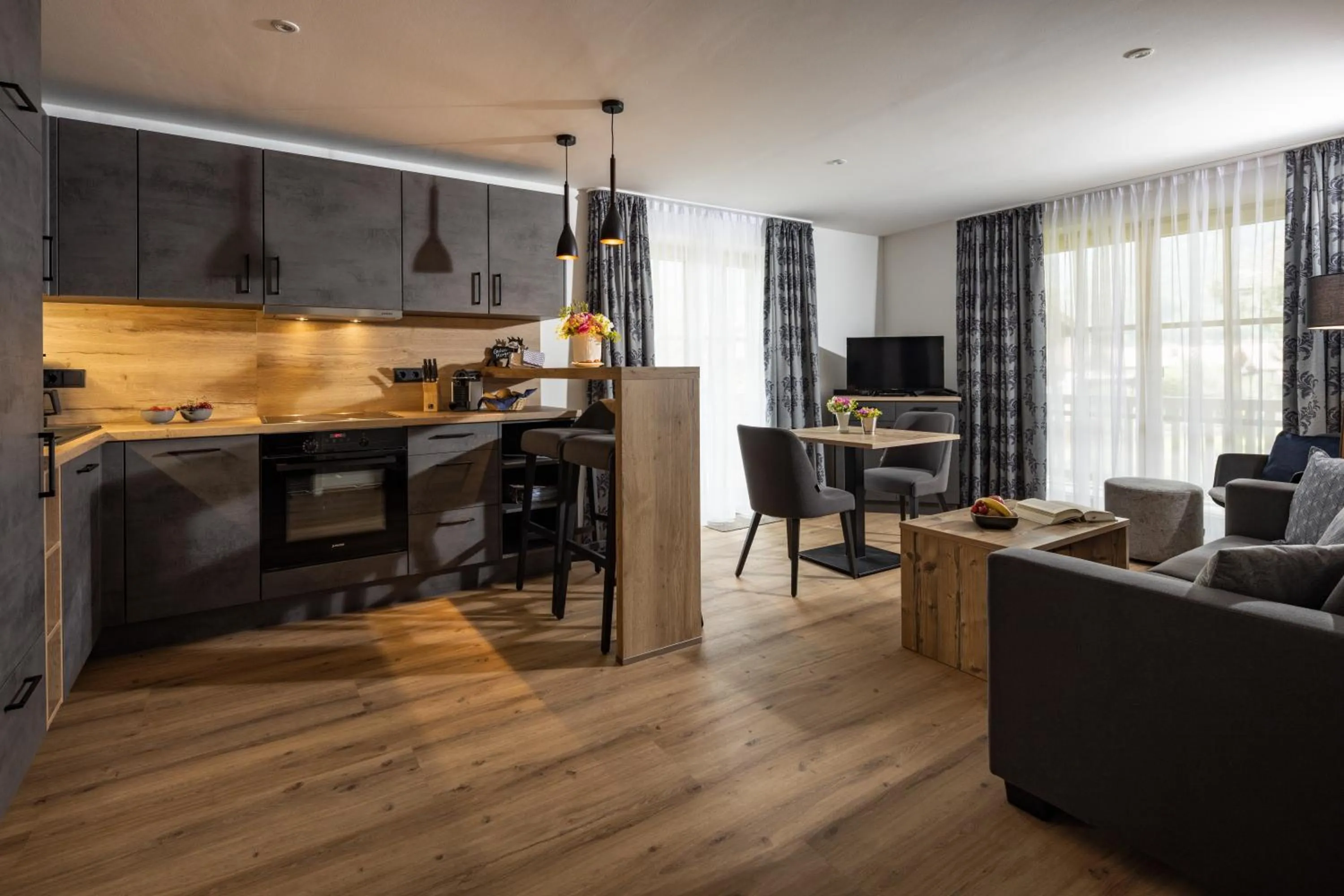 Kitchen or kitchenette in Hubertus Appartements Inzell