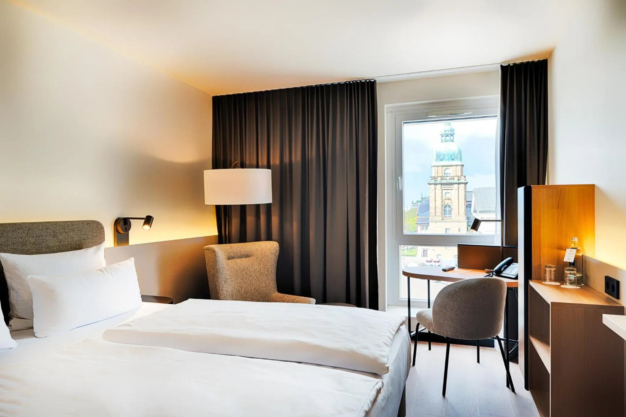 Landmark view, Bed in Welcome Hotel Darmstadt City Center