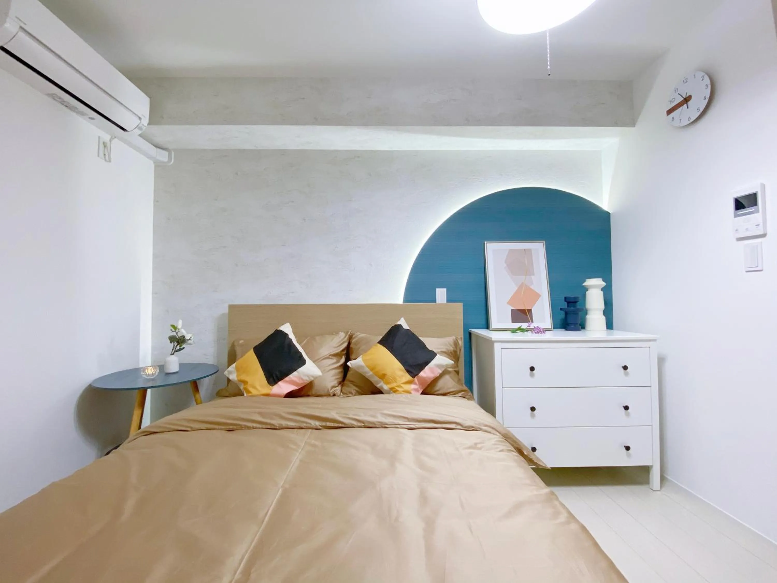 Bed in nestay apartment tokyo ginza