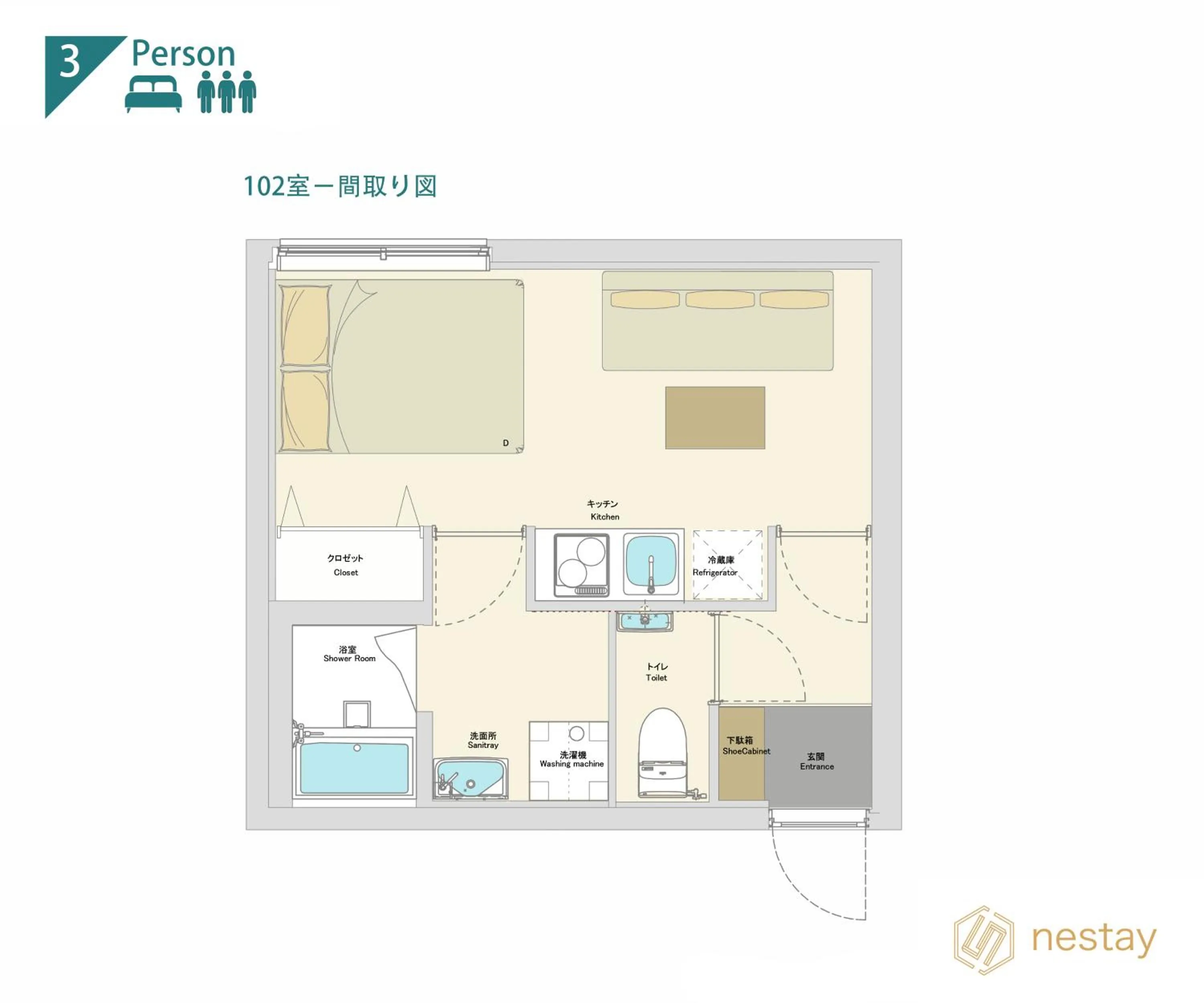Floor plan in nestay apartment tokyo ginza