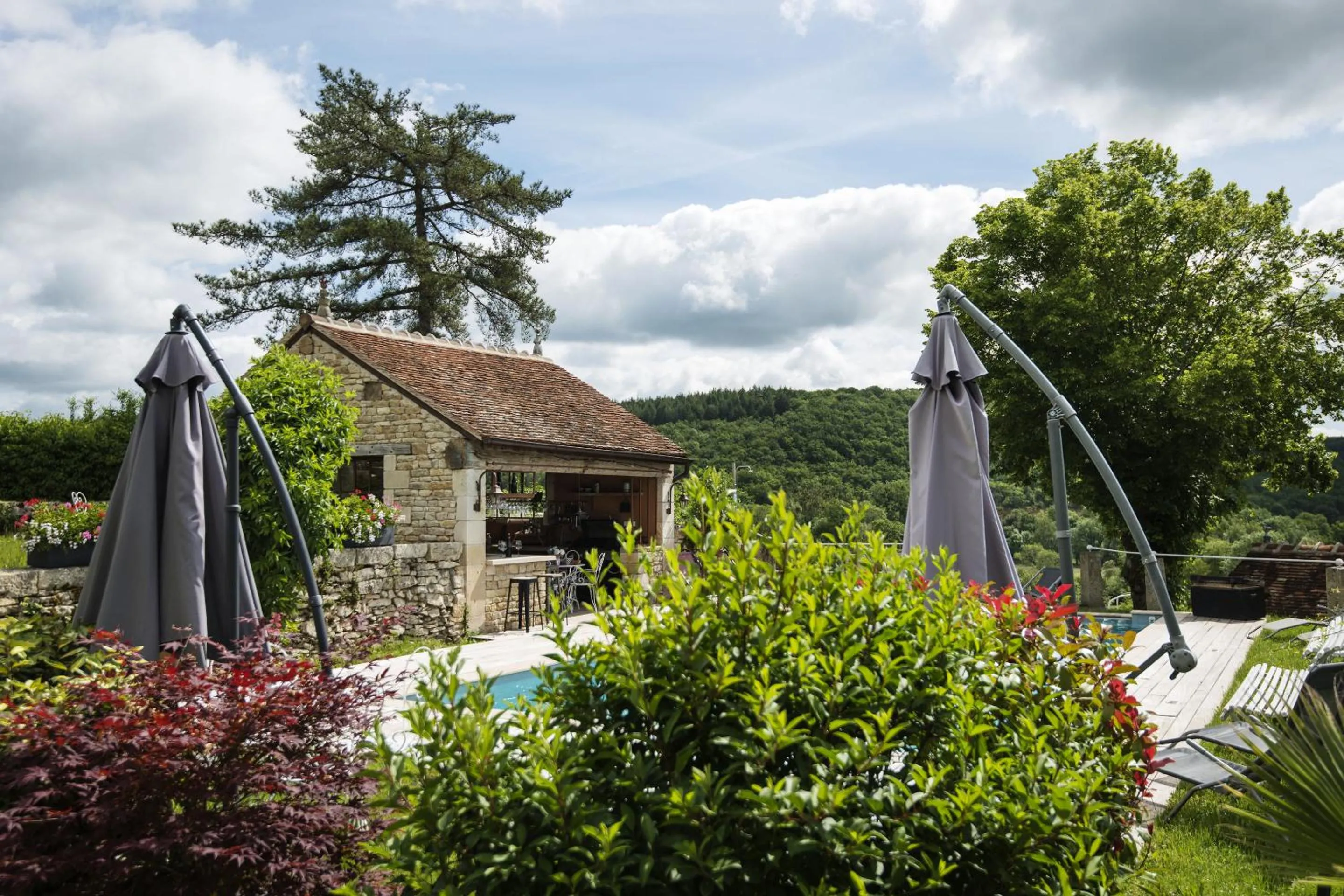 Pool view in Le Domaine des Carriers - Gites