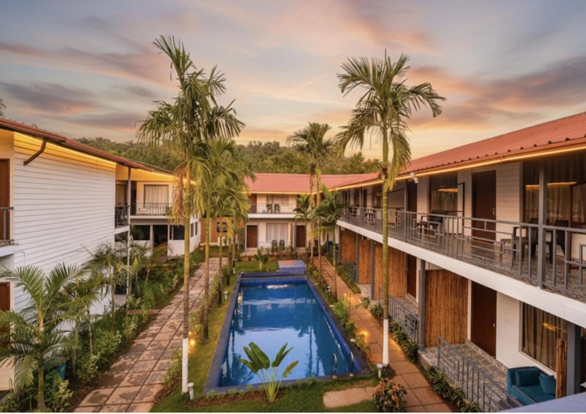 Swimming pool in FabHotel Morjim Bliss