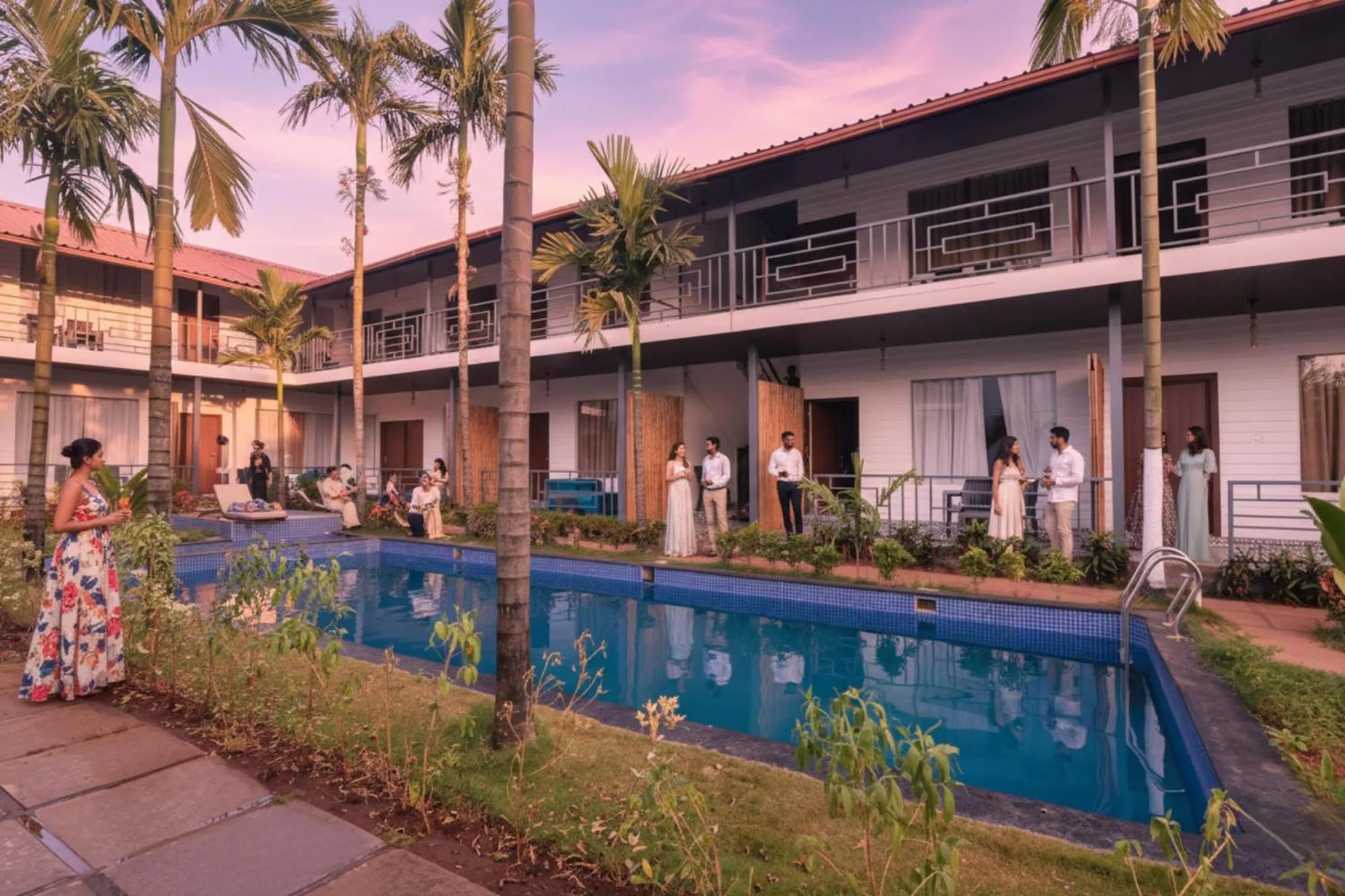Swimming pool in FabHotel Morjim Bliss