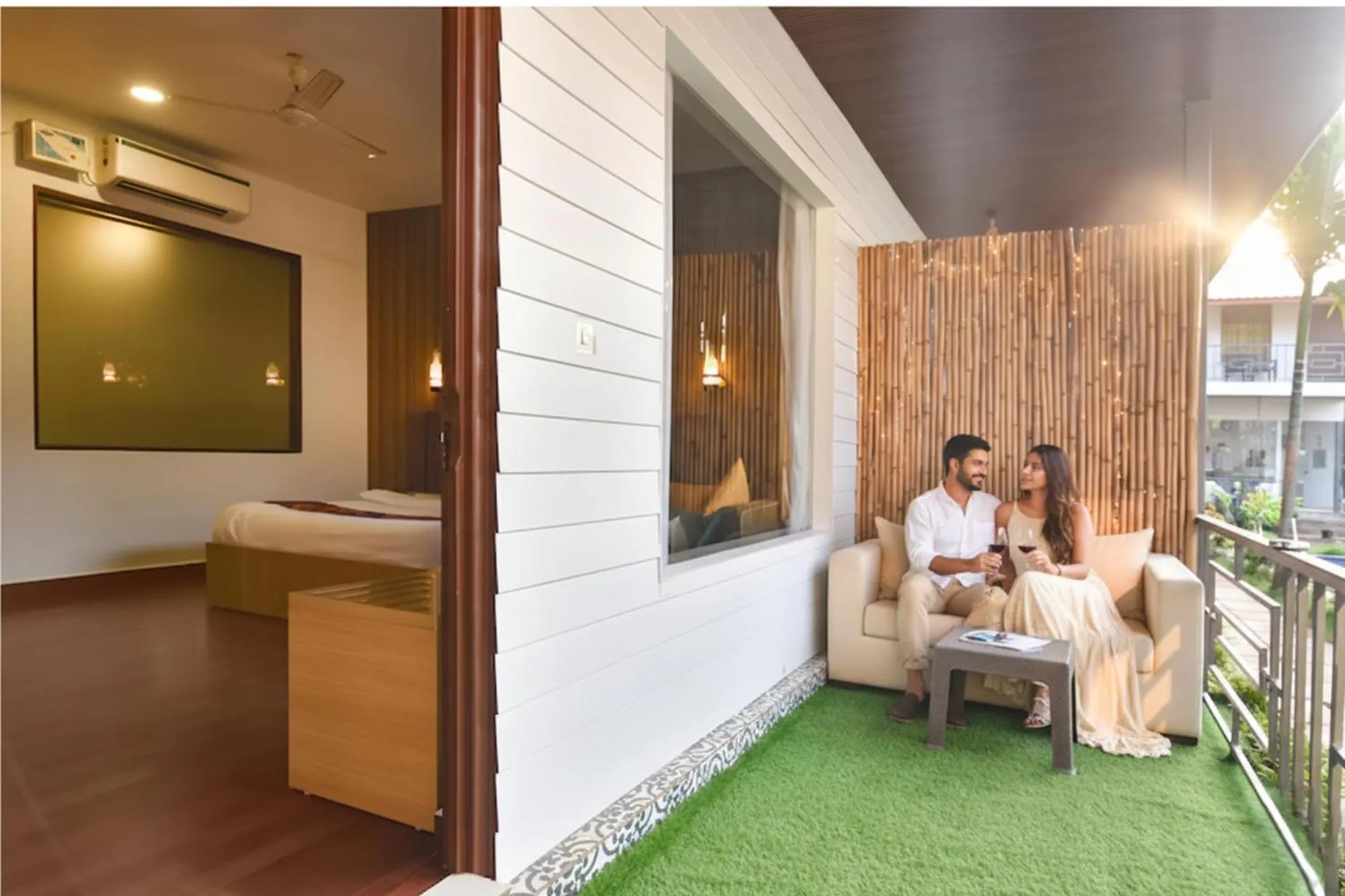 Bed in FabHotel Morjim Bliss