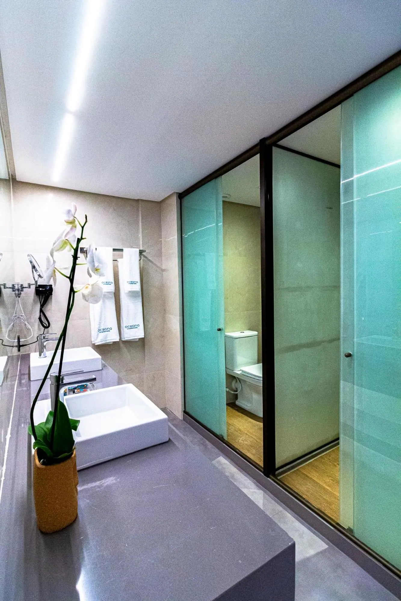 Bathroom, Bed in Oceana Atlântico Hotel & SPA