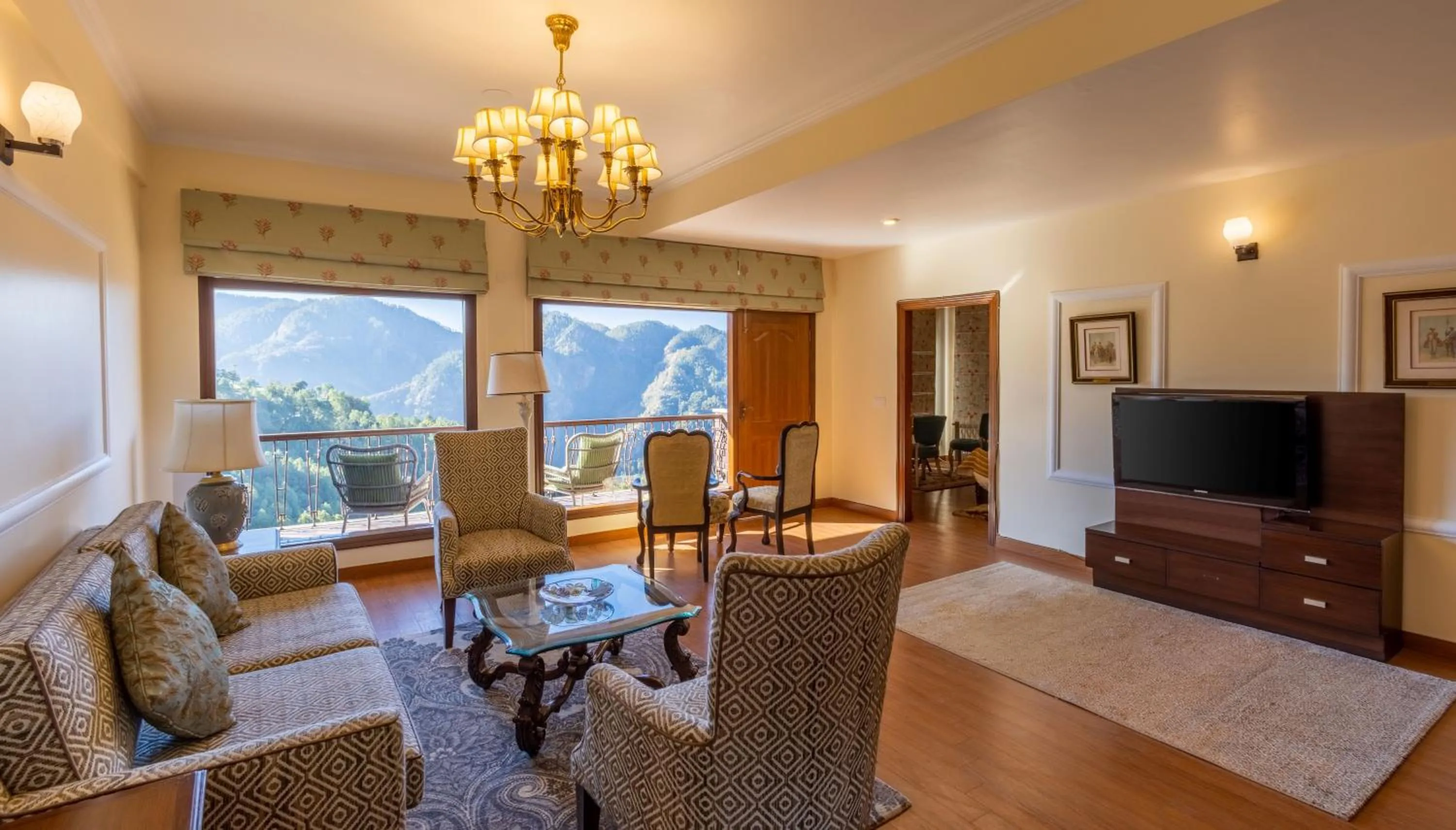 Seating area in The Manor Luxury Apartments, Shimla
