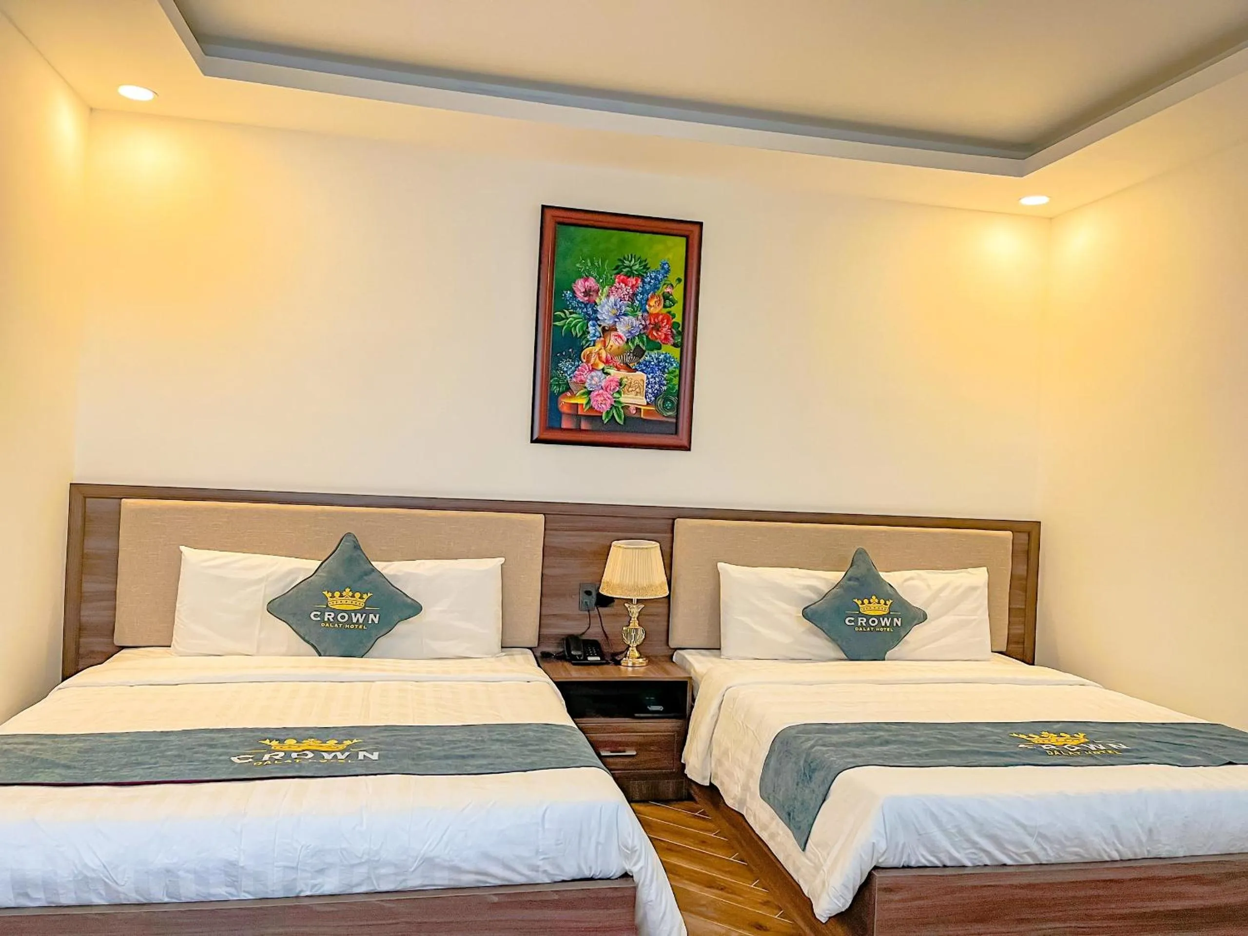 Bed in Crown Dalat Hotel