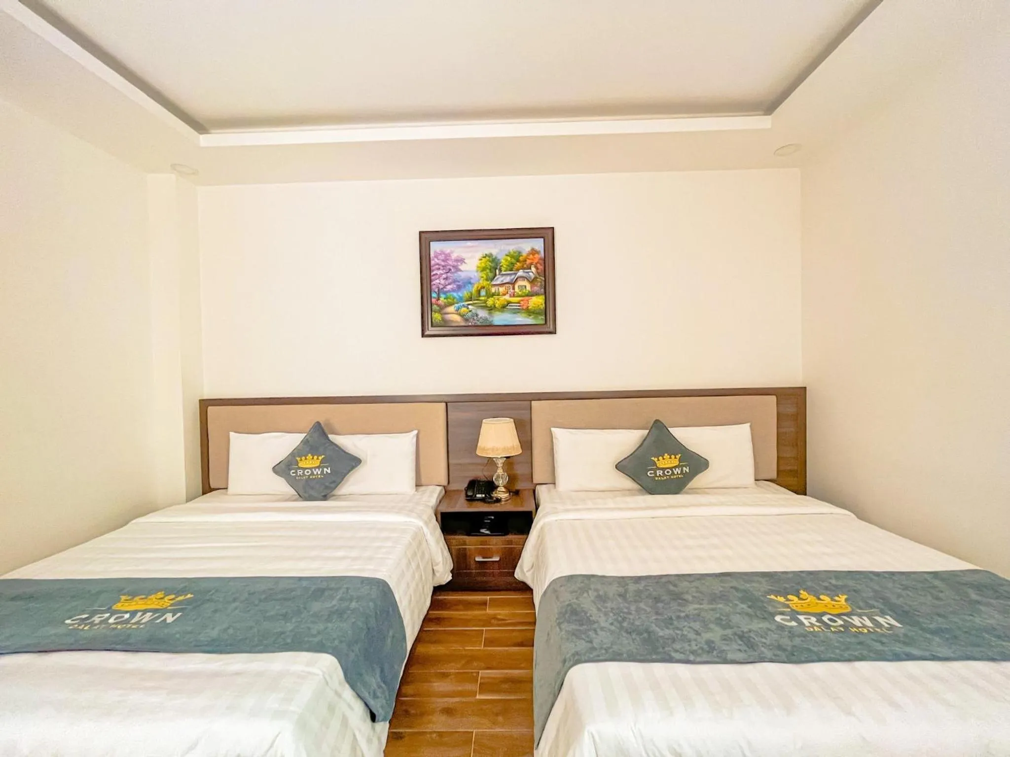 Bed in Crown Dalat Hotel